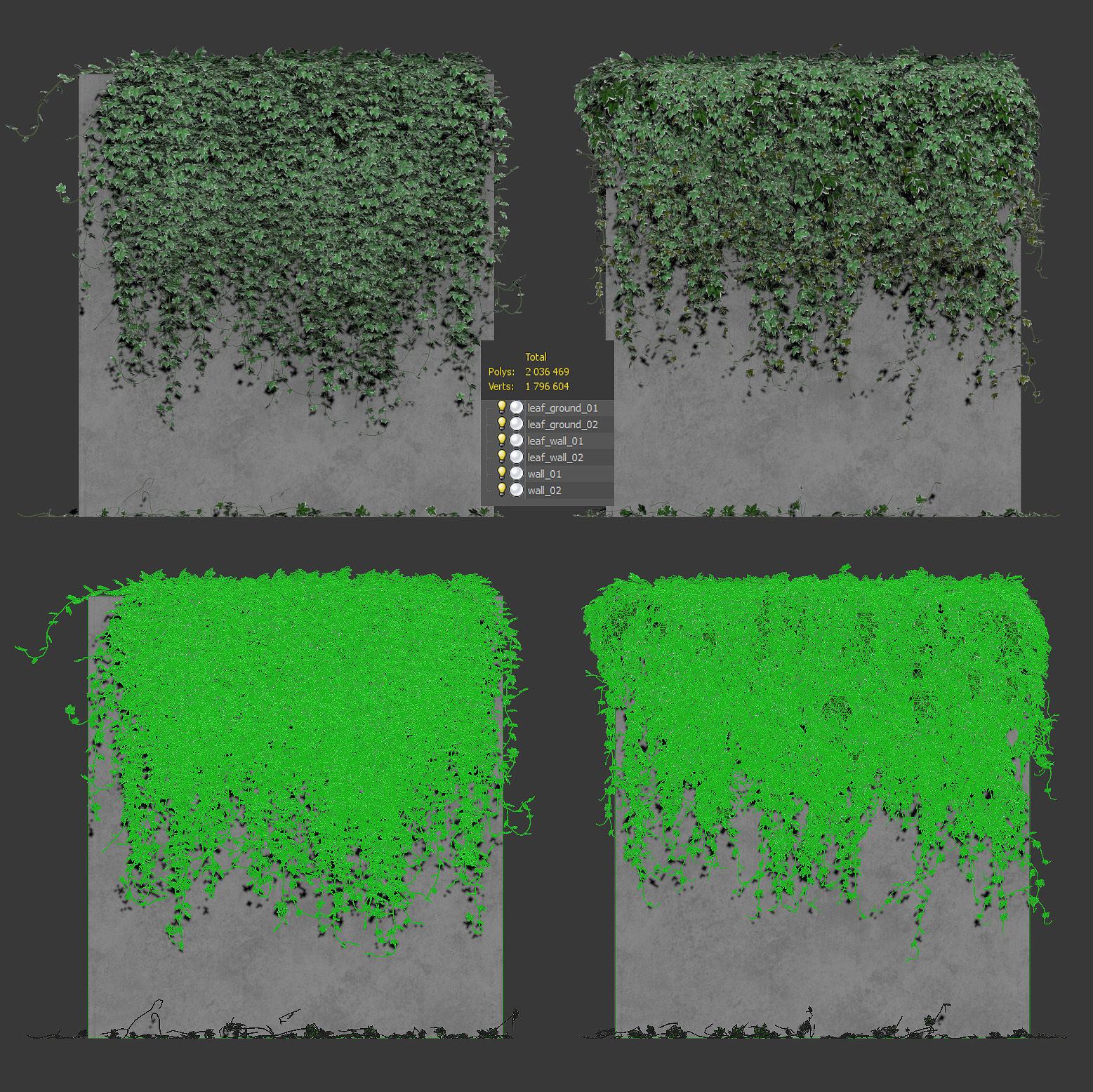 Wall with grape leaves 3D model_6