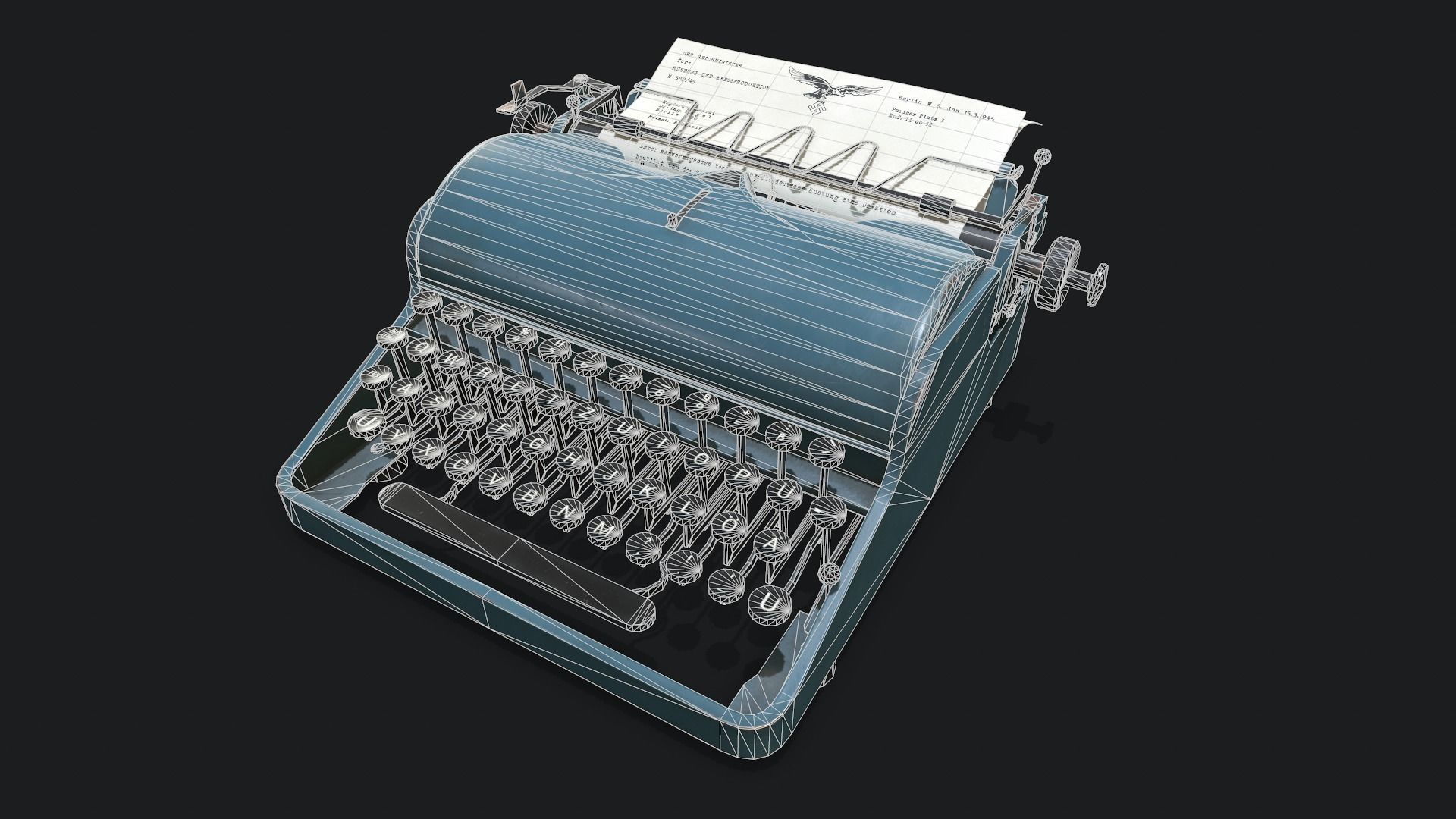 Olympia Typewritter Low-poly 3D model_9