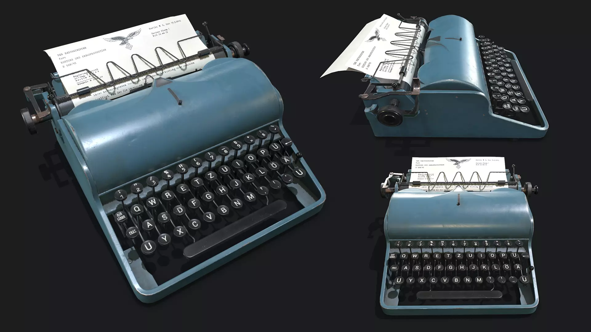 Olympia Typewritter Low-poly 3D model_0