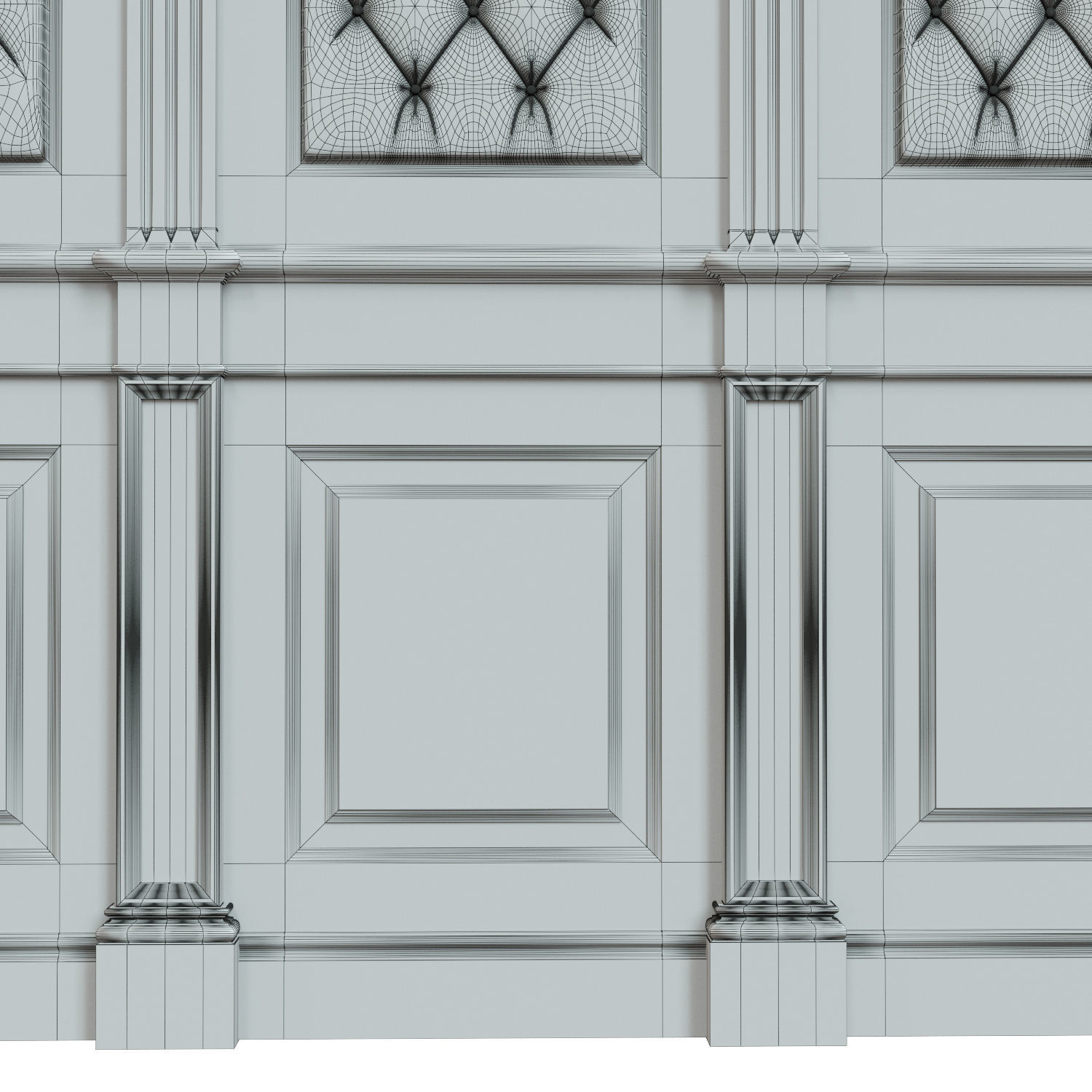 Wood panel with leather 018 3D model_9