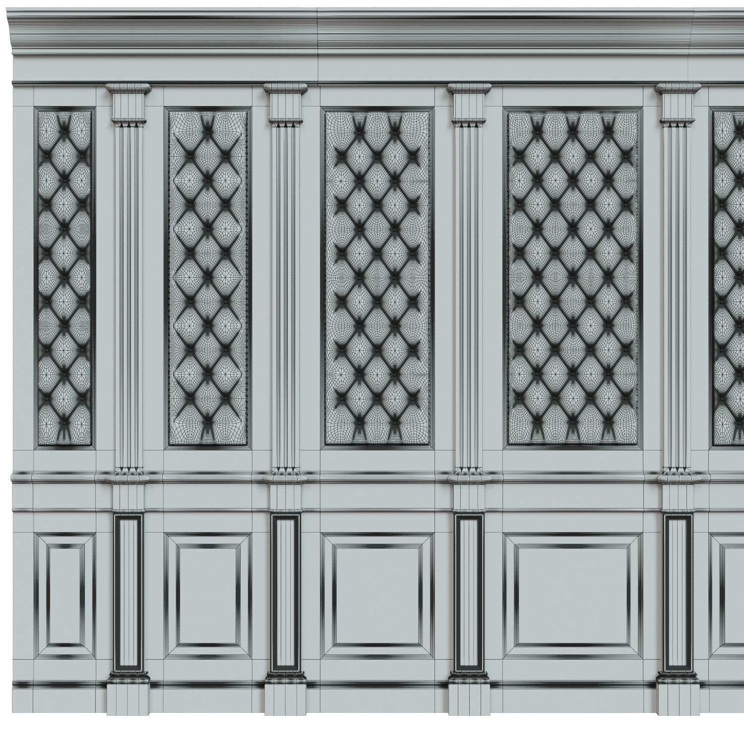 Wood panel with leather 018 3D model_11