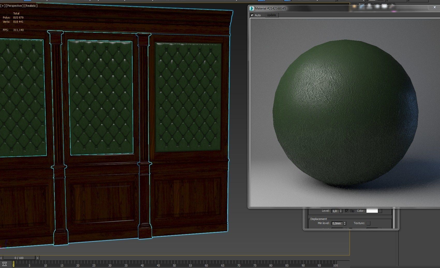 Wood panel with leather 018 3D model_15