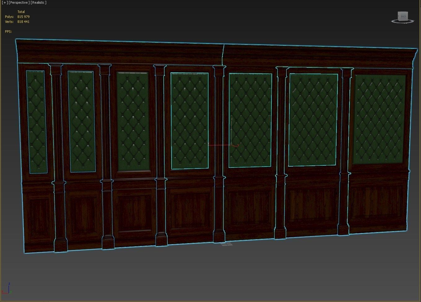 Wood panel with leather 018 3D model_12