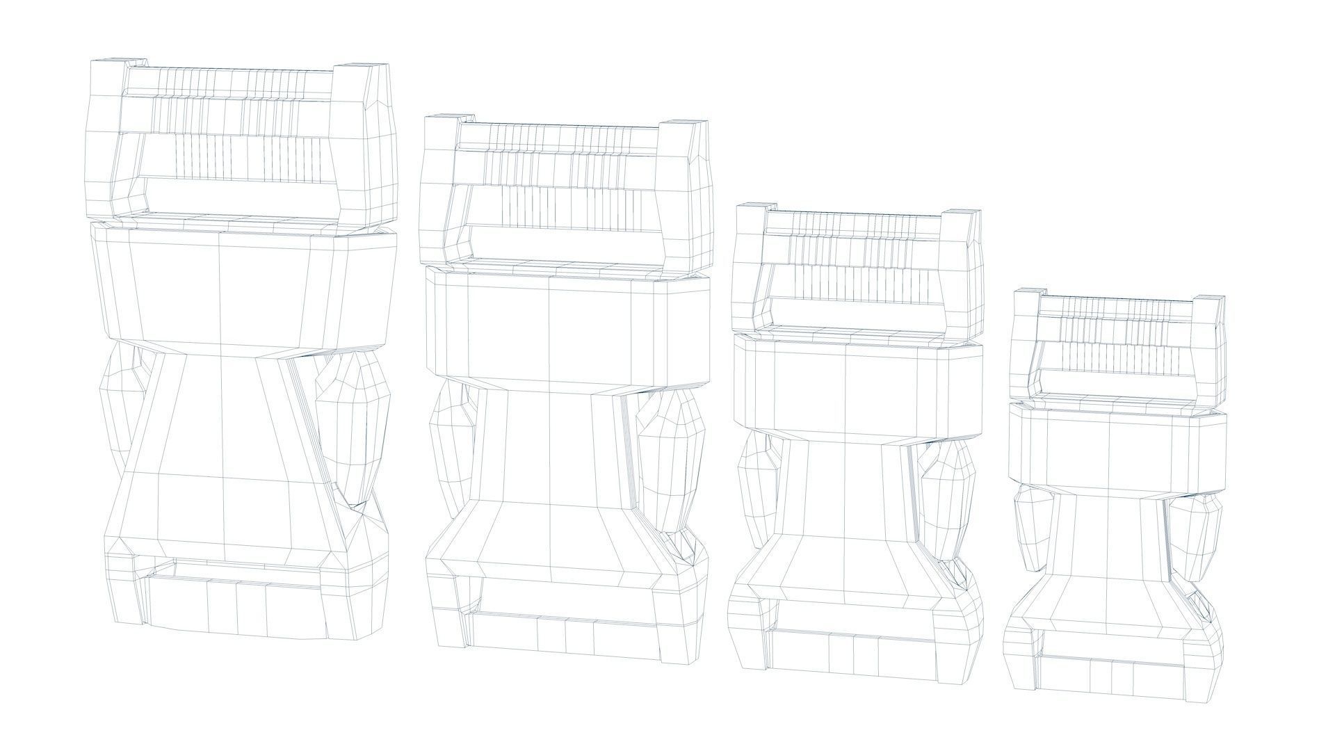 Set of 4 Buckles for Lanyards or similar Low-poly 3D model Low-poly 3D model_5