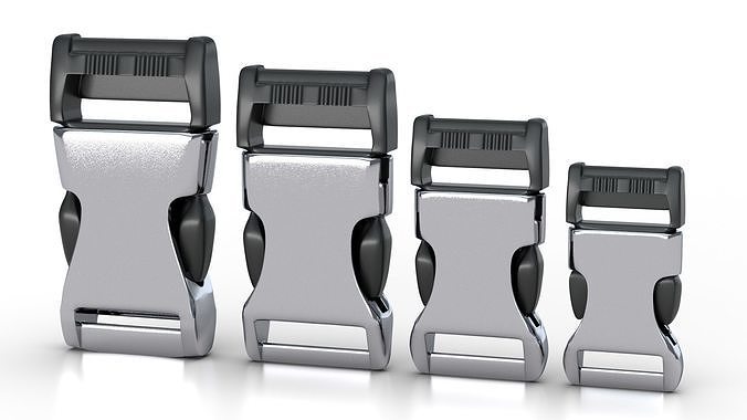 Set of 4 Buckles for Lanyards or similar Low-poly 3D model Low-poly 3D model