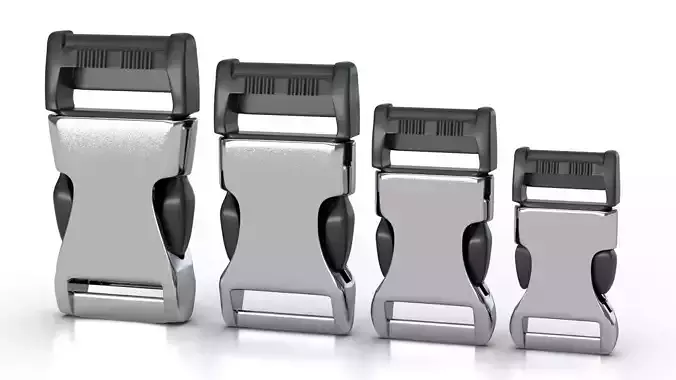 Set of 4 Buckles for Lanyards or similar Low-poly 3D model Low-poly 3D model