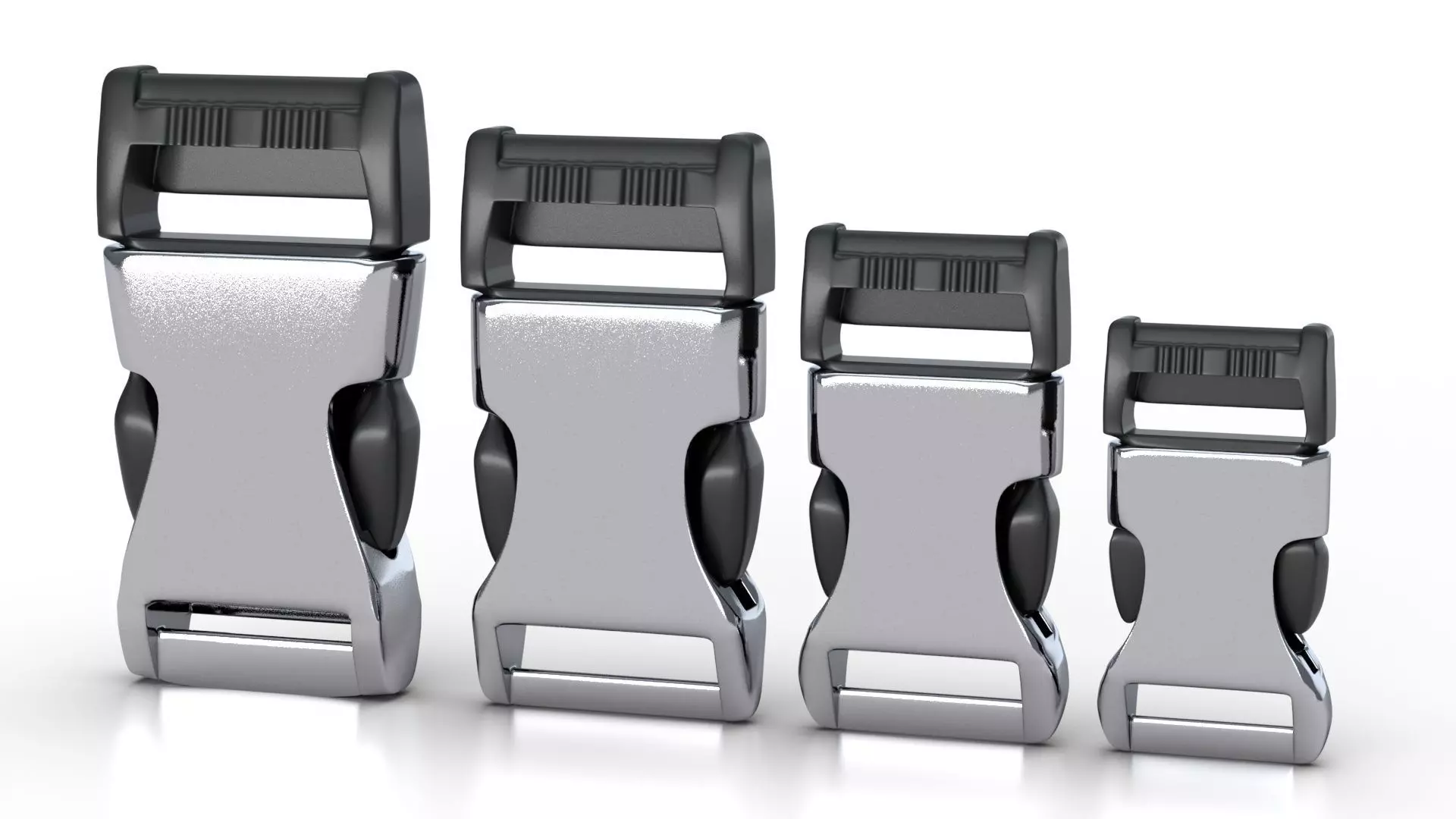 Set of 4 Buckles for Lanyards or similar Low-poly 3D model Low-poly 3D model_0