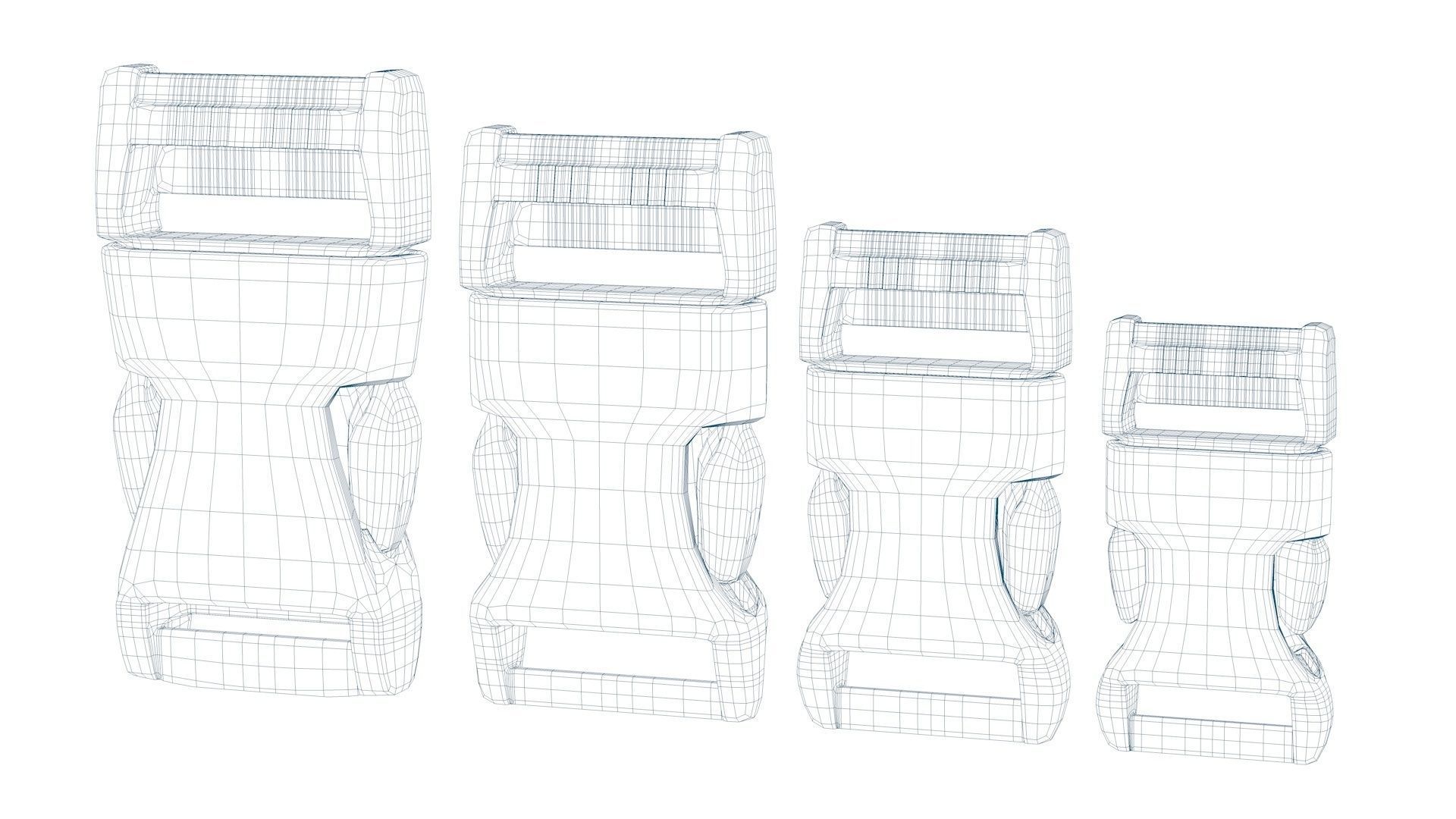 Set of 4 Buckles for Lanyards or similar Low-poly 3D model Low-poly 3D model_6