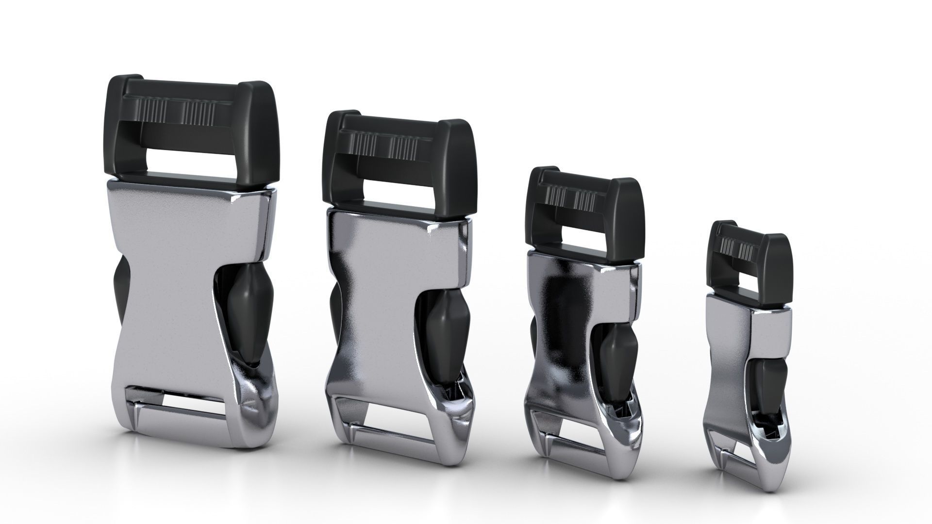 Set of 4 Buckles for Lanyards or similar Low-poly 3D model Low-poly 3D model_4