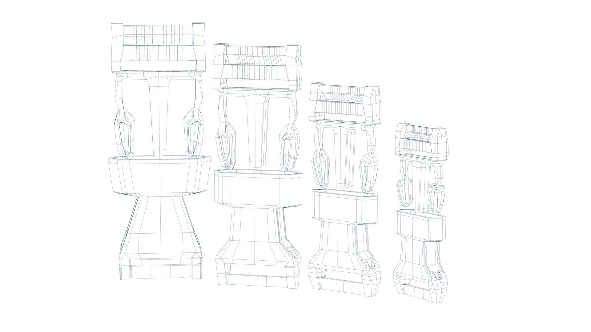 Set of 4 Buckles for Lanyards or similar Low-poly 3D model Low-poly 3D model_8