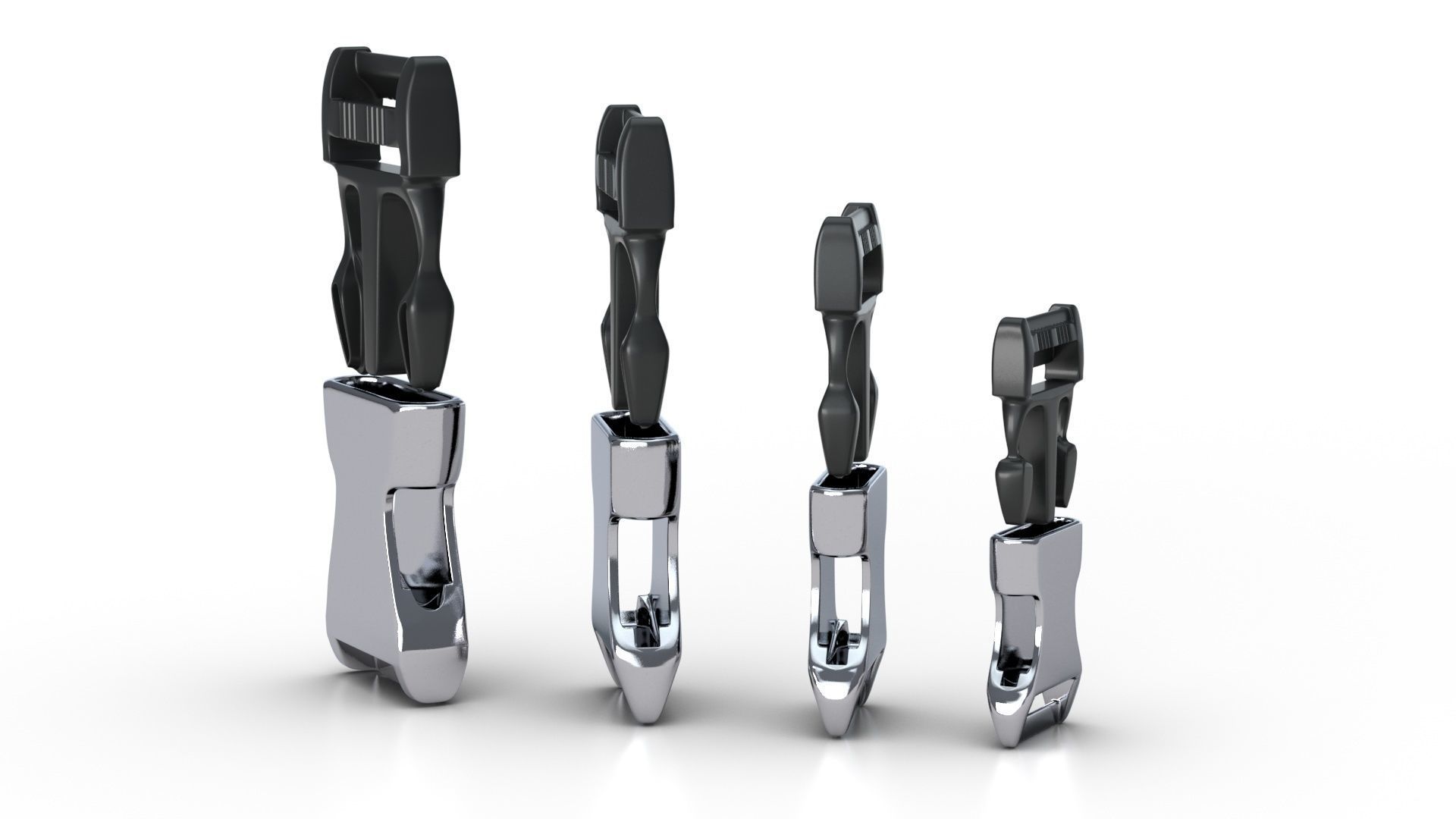 Set of 4 Buckles for Lanyards or similar Low-poly 3D model Low-poly 3D model_3