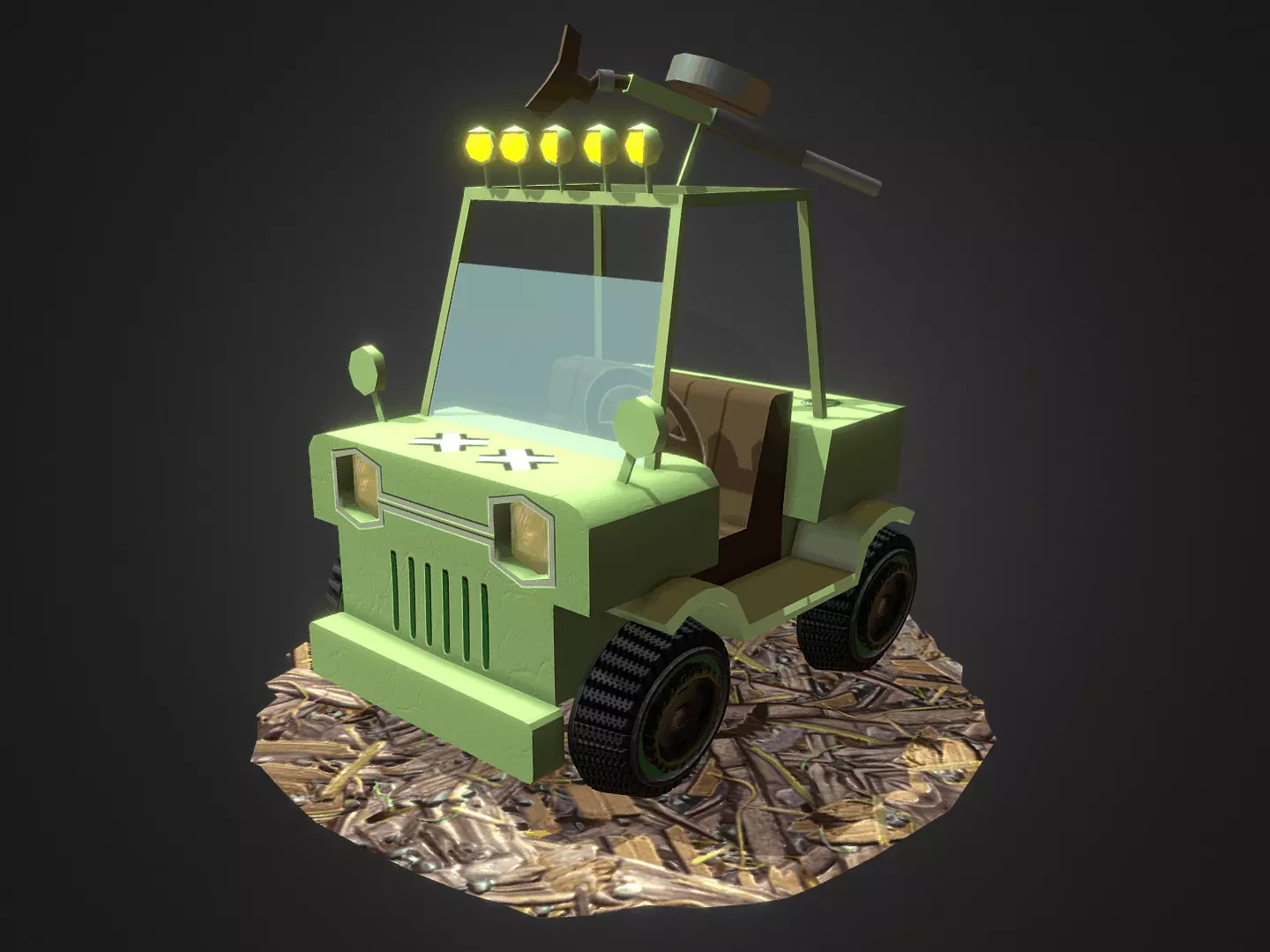 Cartoon Jeep Low-poly 3D model_0