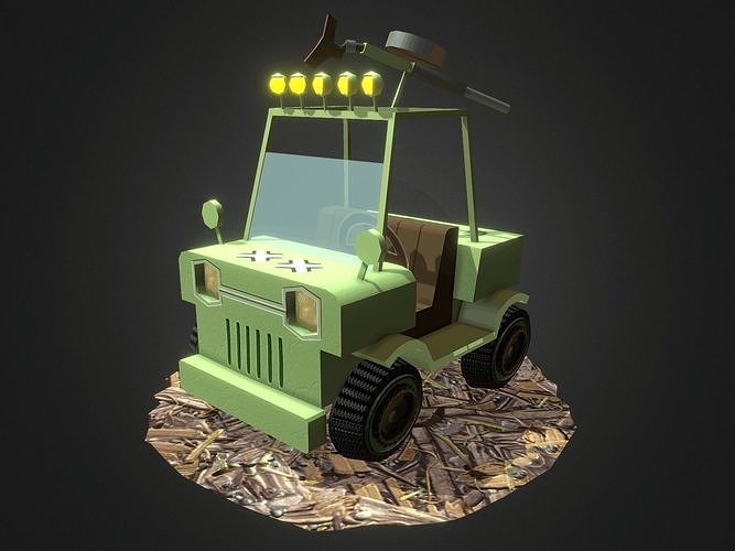Cartoon Jeep Low-poly 3D model