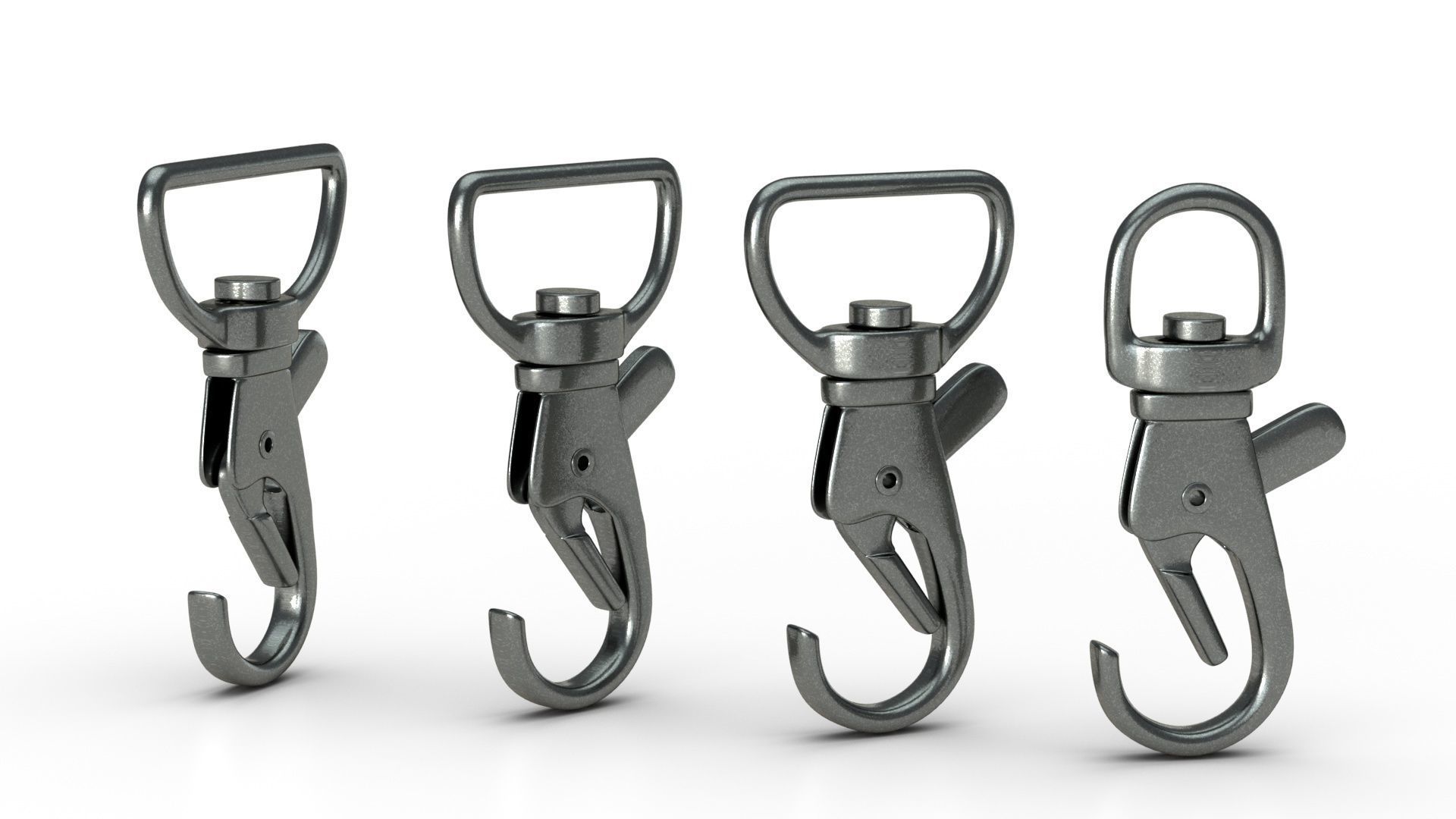 Set of 4 Metal Carabiner LowPoly Low-poly 3D model Low-poly 3D model_1