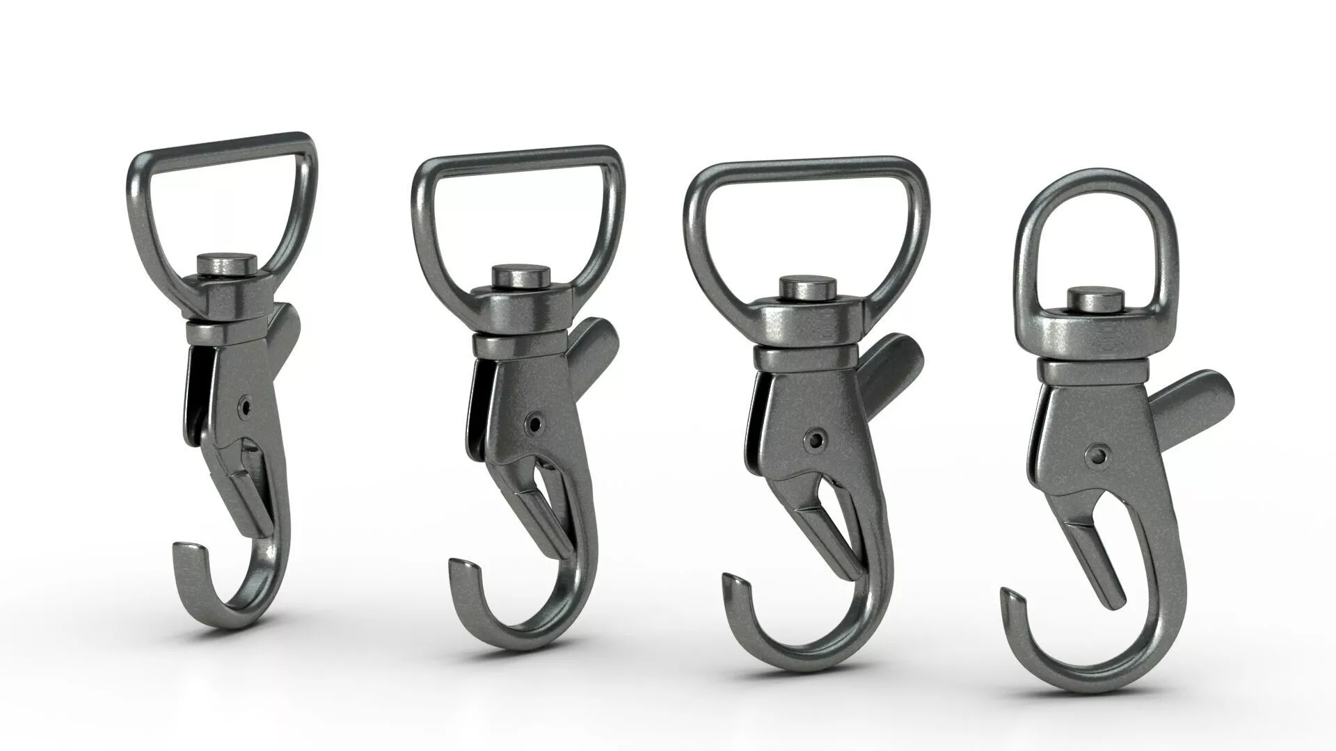 Set of 4 Metal Carabiner LowPoly Low-poly 3D model Low-poly 3D model