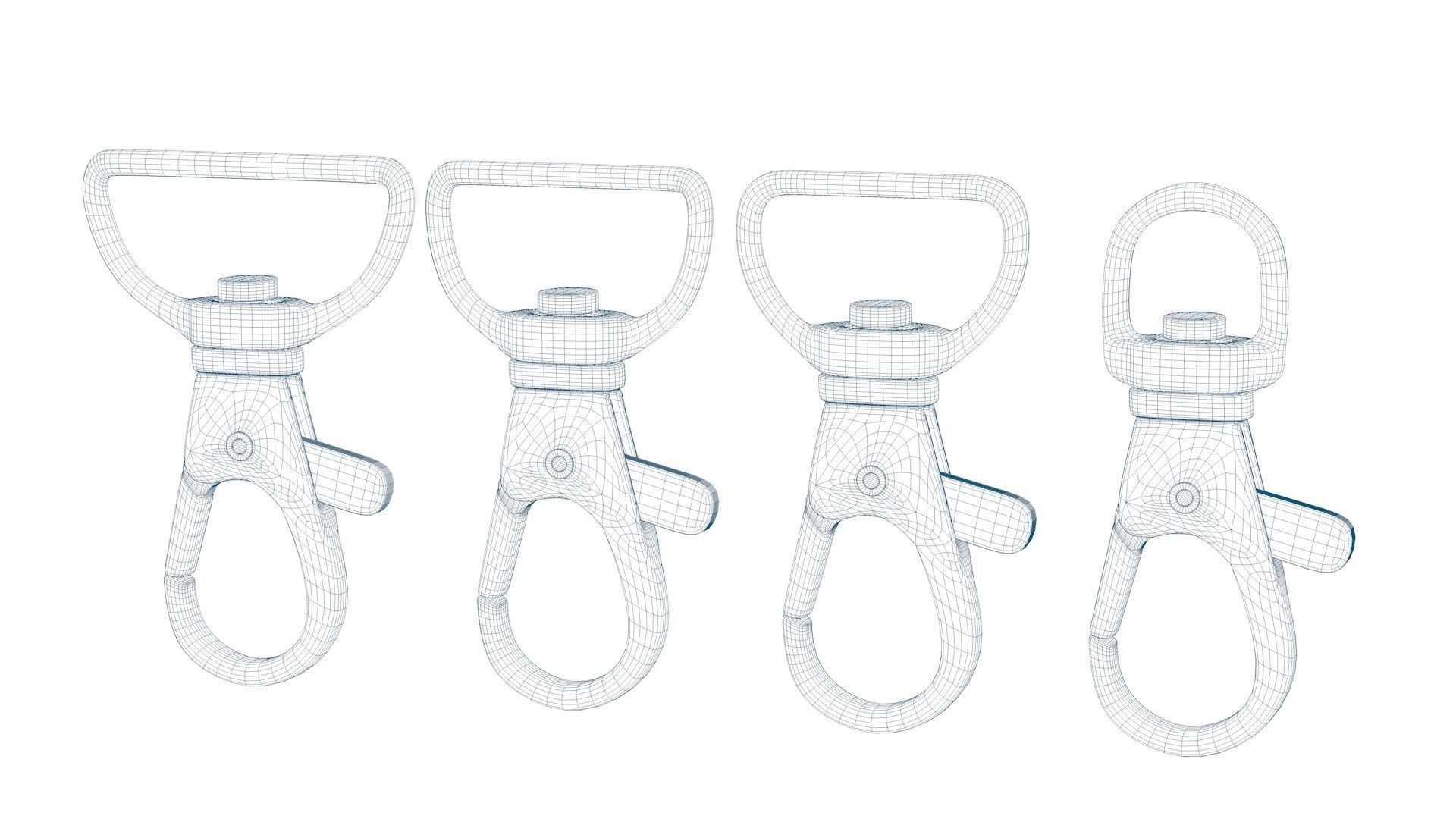 Set of 4 Metal Carabiner LowPoly Low-poly 3D model Low-poly 3D model_6