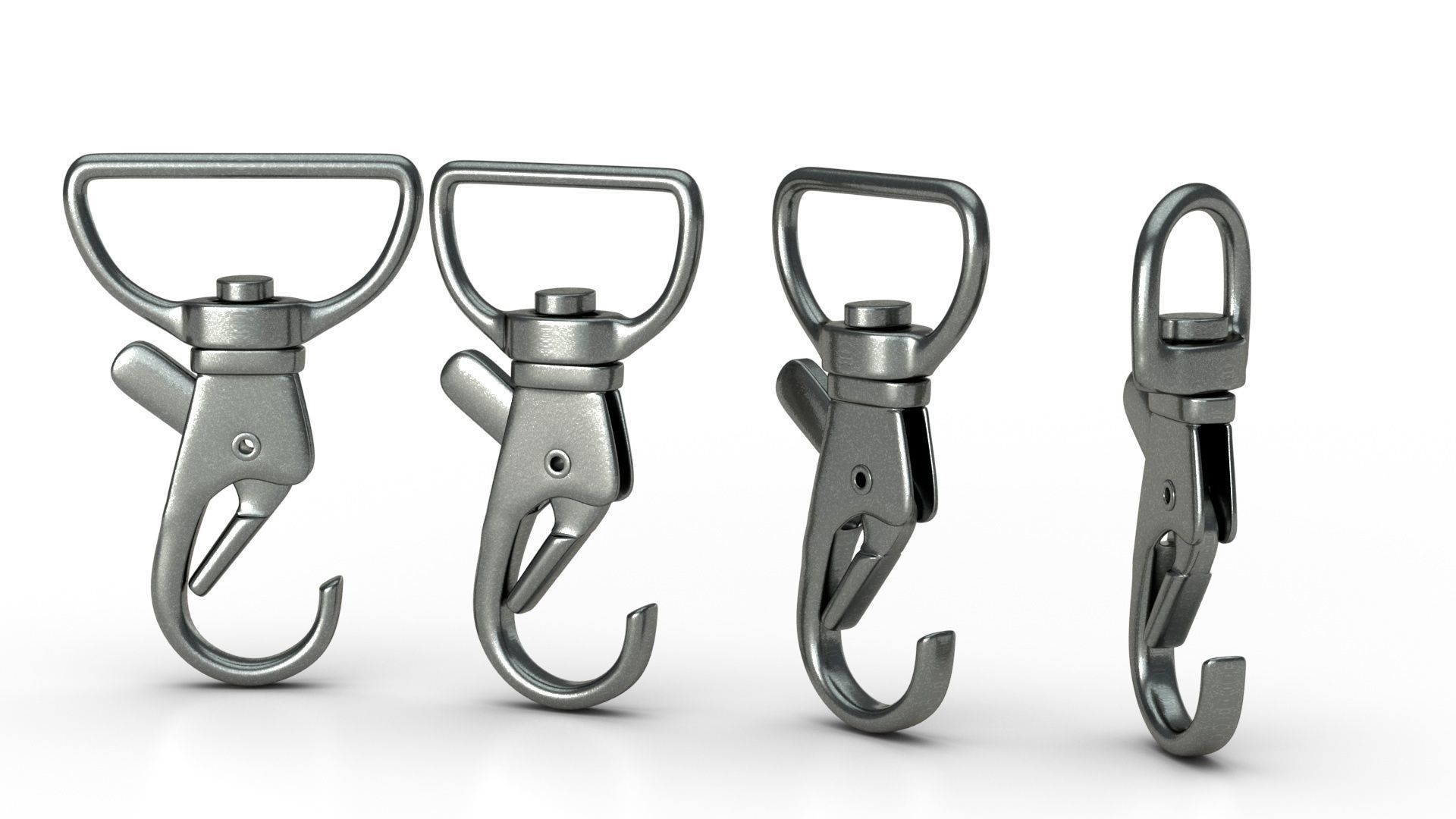 Set of 4 Metal Carabiner LowPoly Low-poly 3D model Low-poly 3D model_2