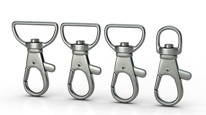 Set of 4 Metal Carabiner LowPoly Low-poly 3D model Low-poly 3D model