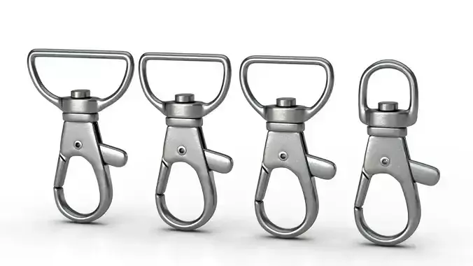 Set of 4 Metal Carabiner LowPoly Low-poly 3D model Low-poly 3D model