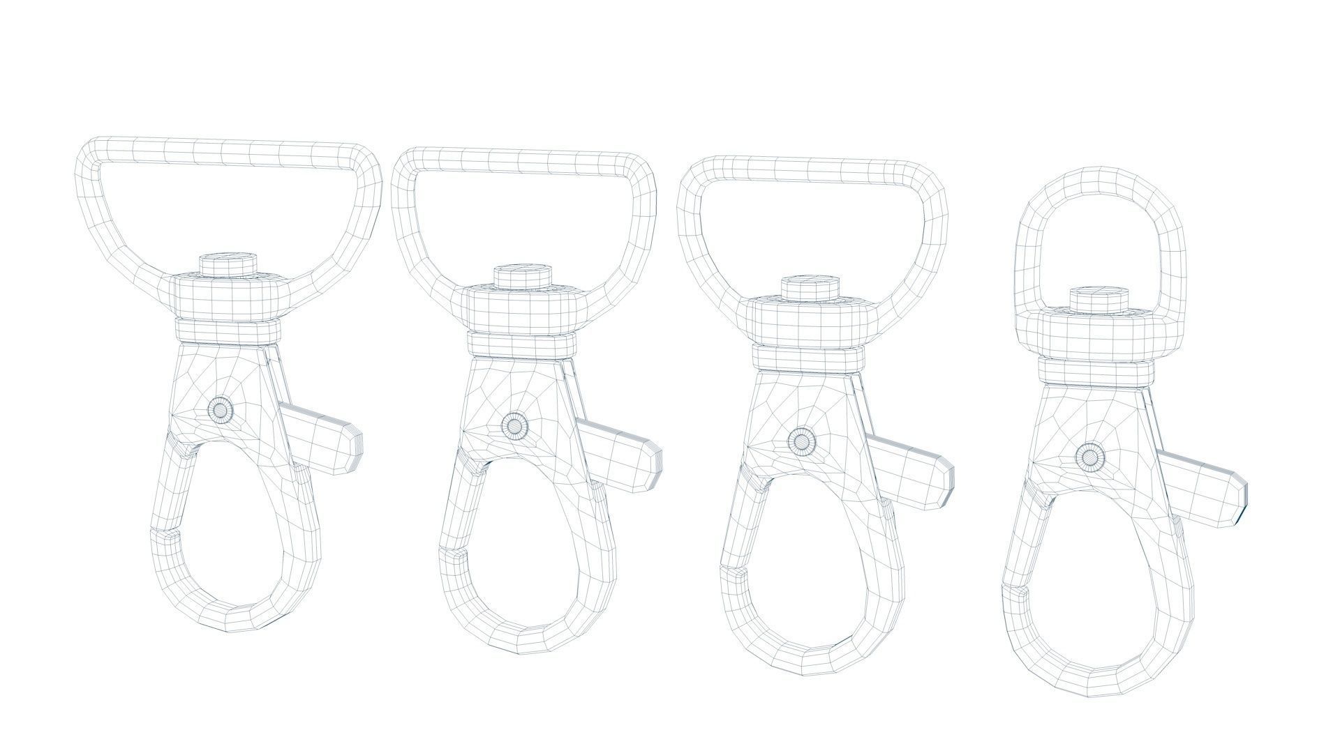 Set of 4 Metal Carabiner LowPoly Low-poly 3D model Low-poly 3D model_5