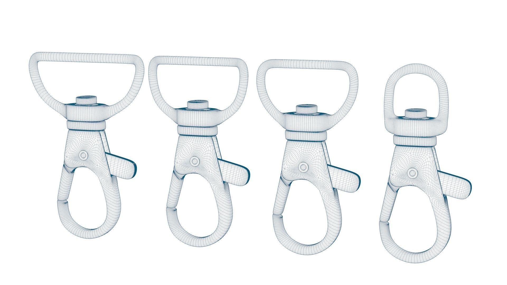 Set of 4 Metal Carabiner LowPoly Low-poly 3D model Low-poly 3D model_7