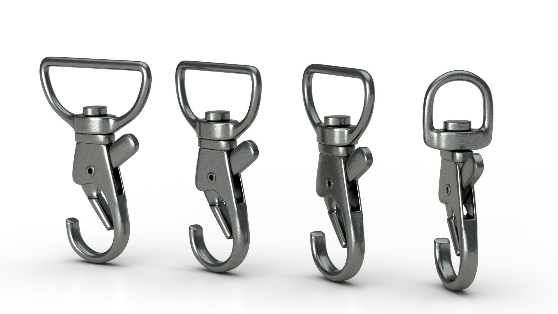 Set of 4 Metal Carabiner LowPoly Low-poly 3D model Low-poly 3D model_3