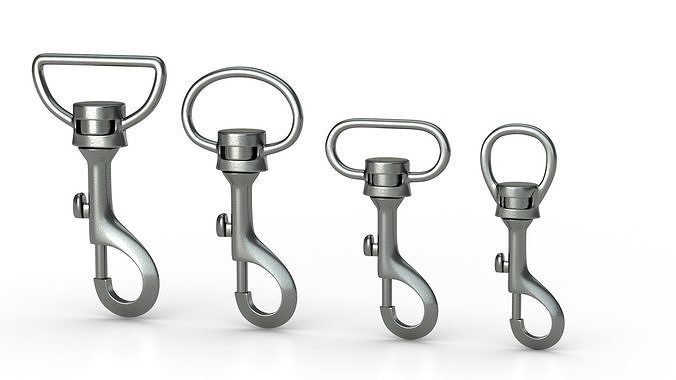 Set of 4 Metal Carabiner LowPoly Low-poly 3D model Low-poly 3D model