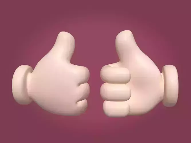 Cartoon Hand - Like Sign Icon - Four Fingers Low-poly 3D model