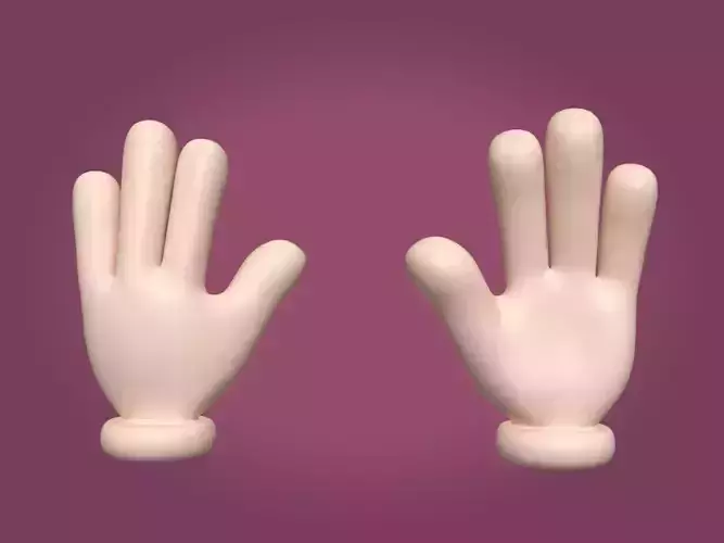 Cartoon Hand - Hello Sign - Four Fingers Low-poly 3D model