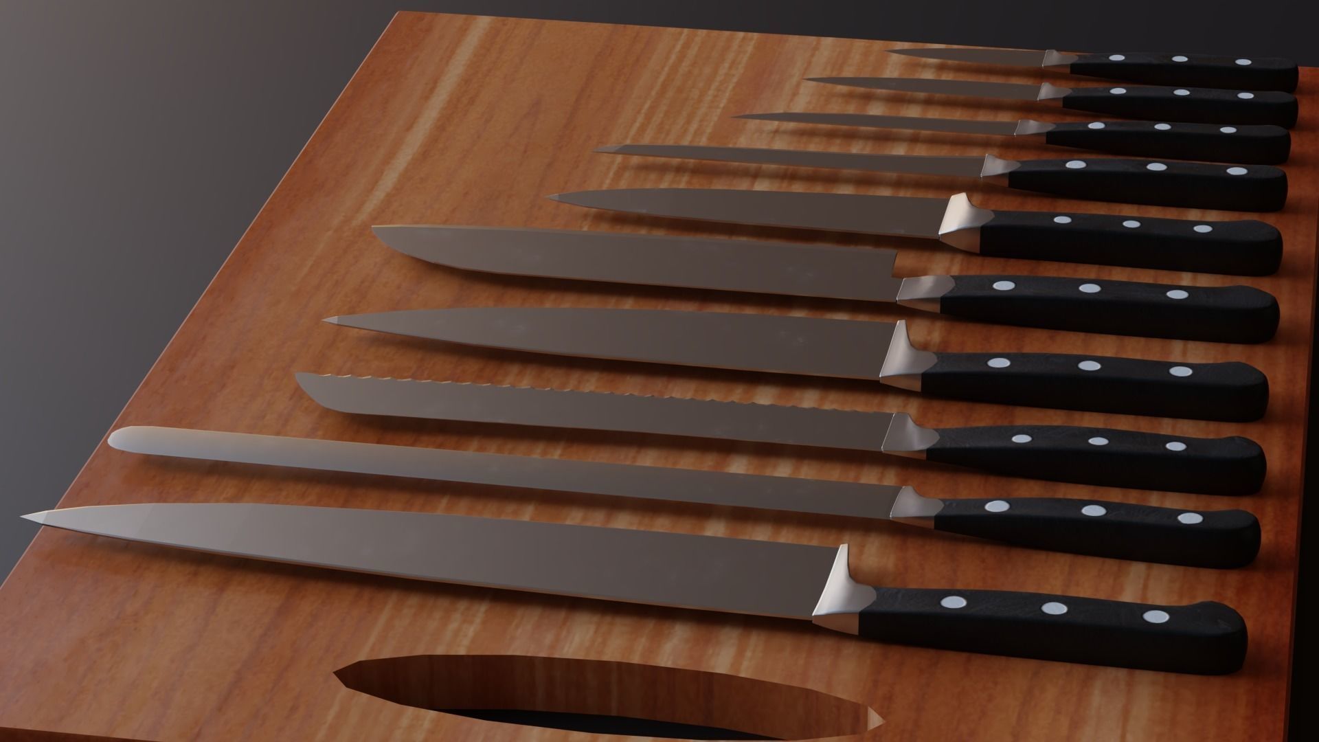 Kitchen Knifes pack - Low Poly Game ready prop 3D model Low-poly 3D model_5