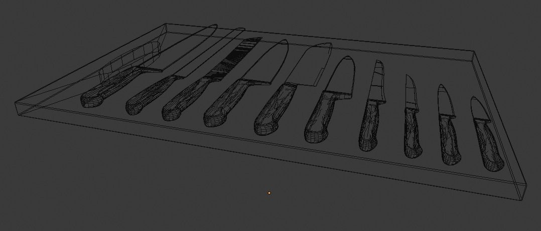 Kitchen Knifes pack - Low Poly Game ready prop 3D model Low-poly 3D model_8