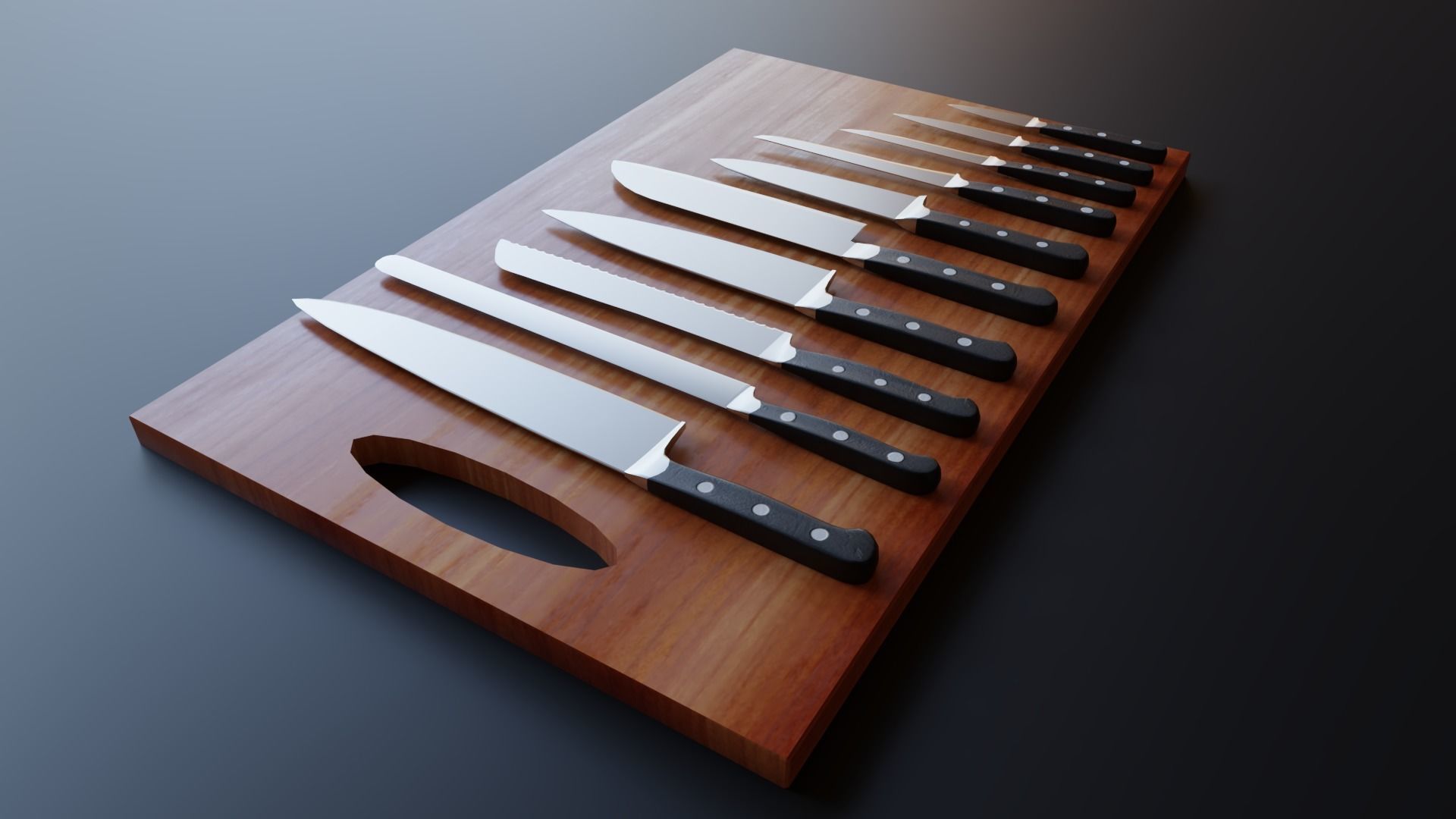 Kitchen Knifes pack - Low Poly Game ready prop 3D model Low-poly 3D model_3