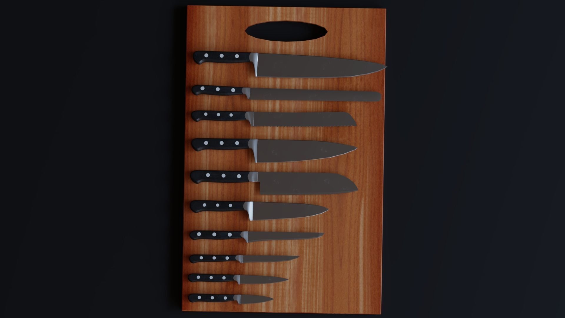 Kitchen Knifes pack - Low Poly Game ready prop 3D model Low-poly 3D model_4