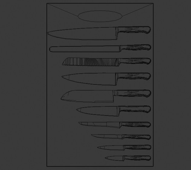 Kitchen Knifes pack - Low Poly Game ready prop 3D model Low-poly 3D model_7