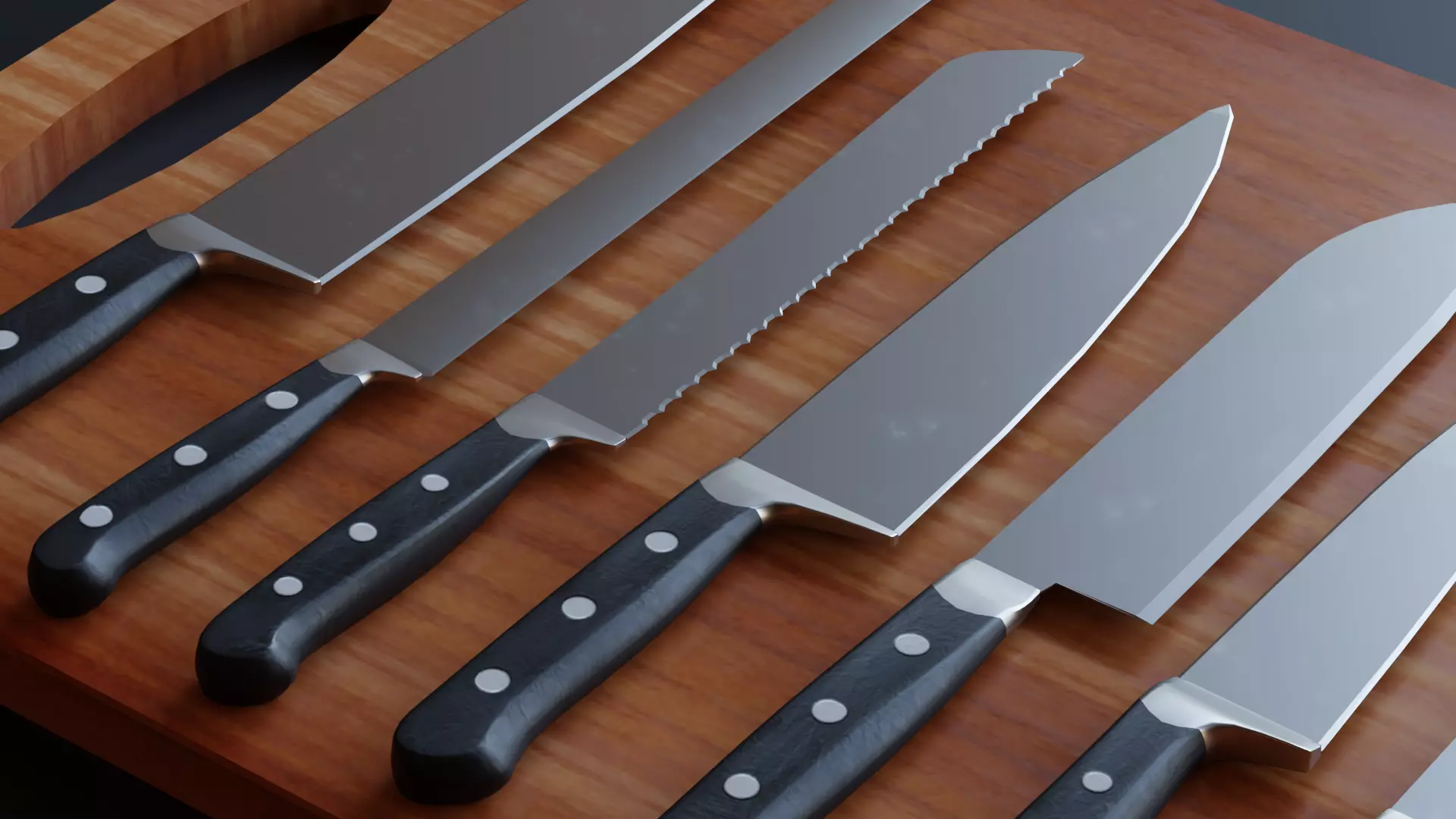 Kitchen Knifes pack - Low Poly Game ready prop 3D model Low-poly 3D model_0