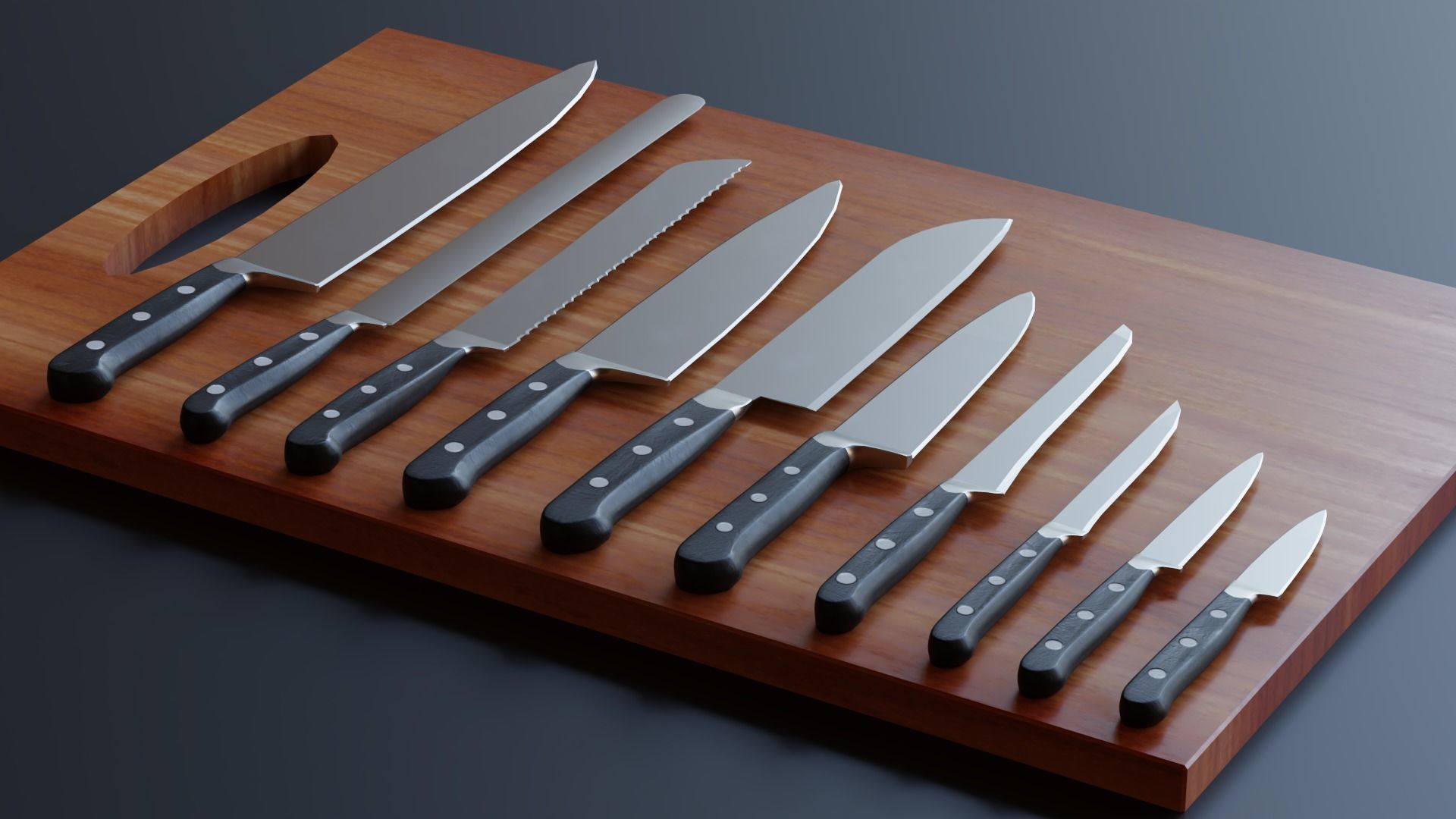 Kitchen Knifes pack - Low Poly Game ready prop 3D model Low-poly 3D model_2