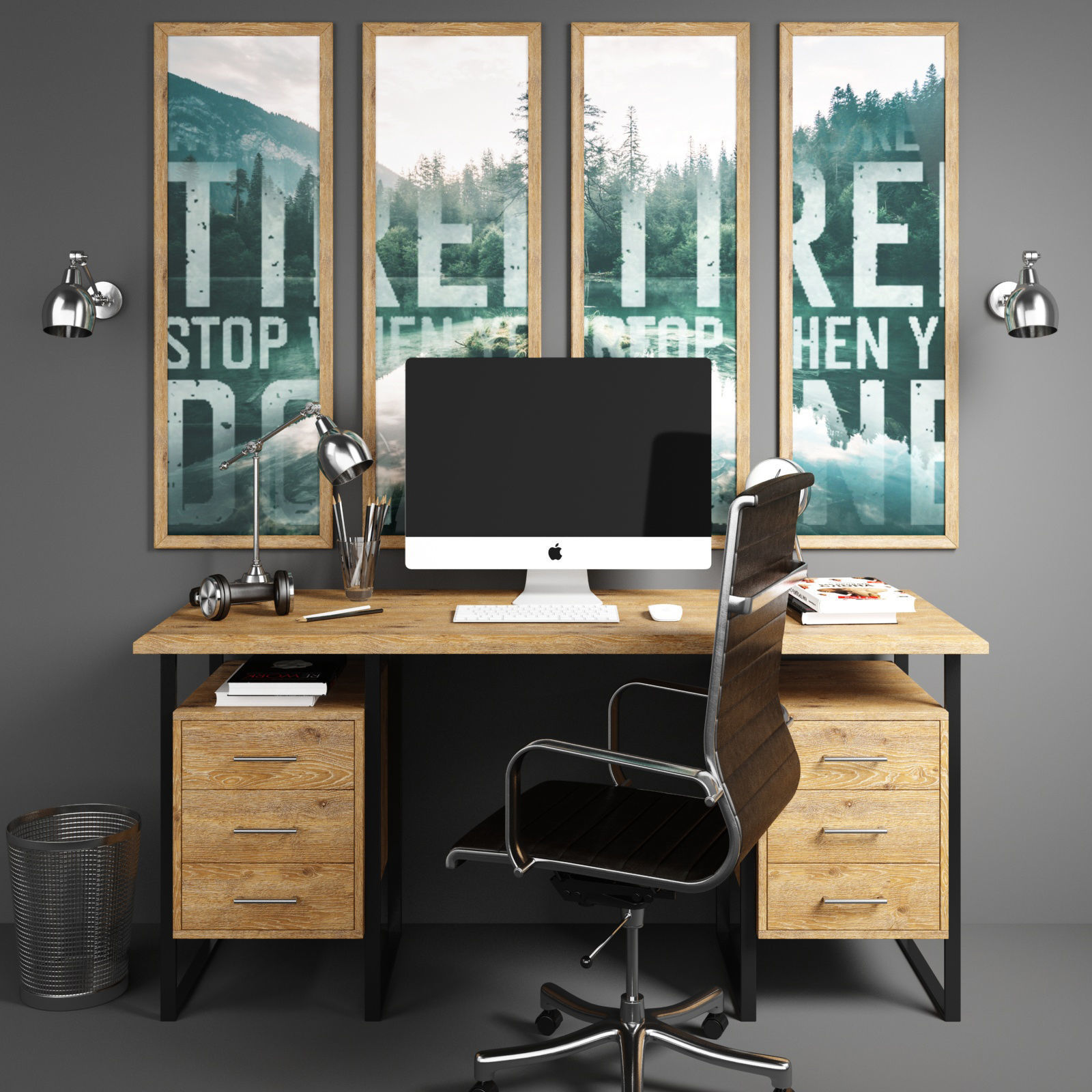 Workplace set 1 3D model_1