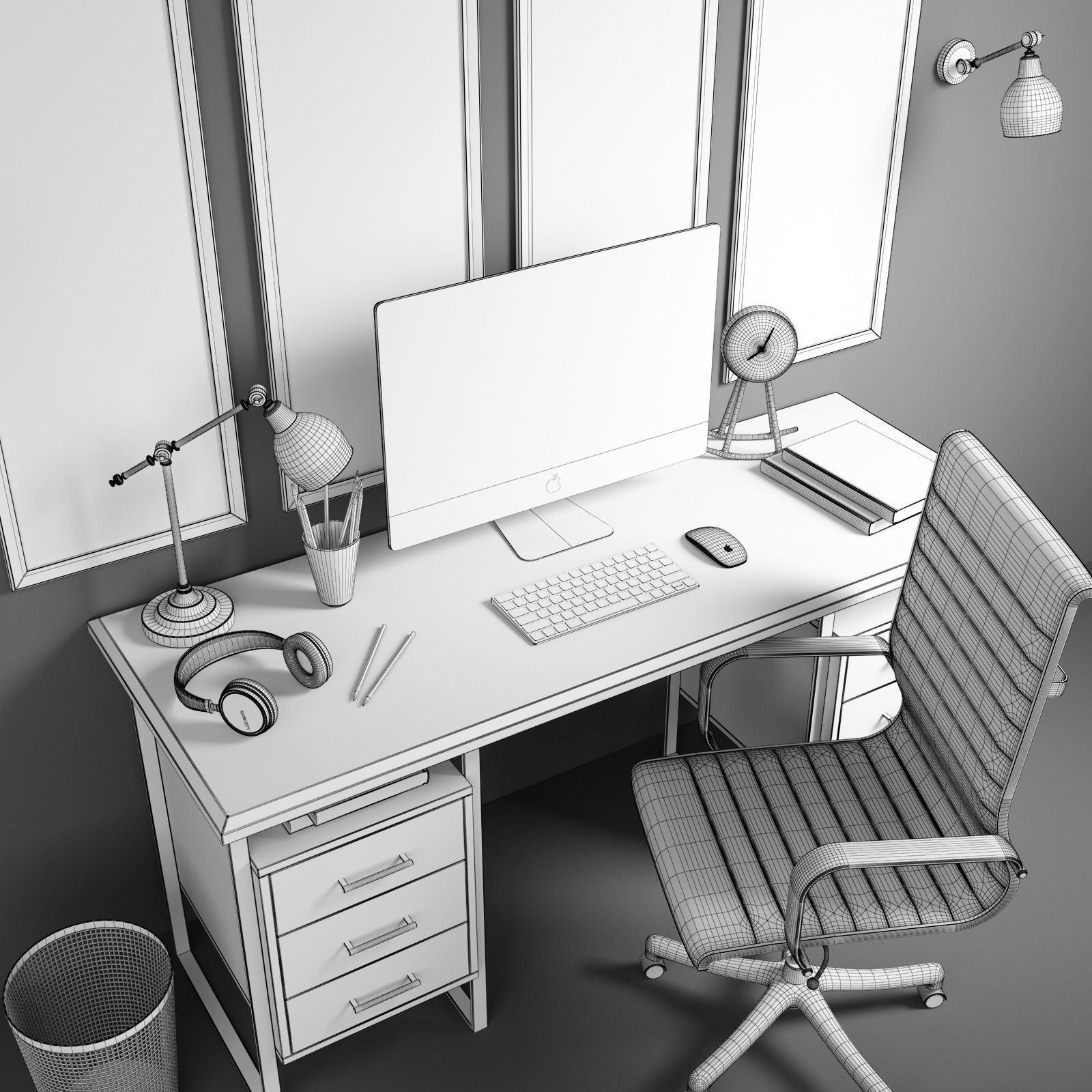 Workplace set 1 3D model_8