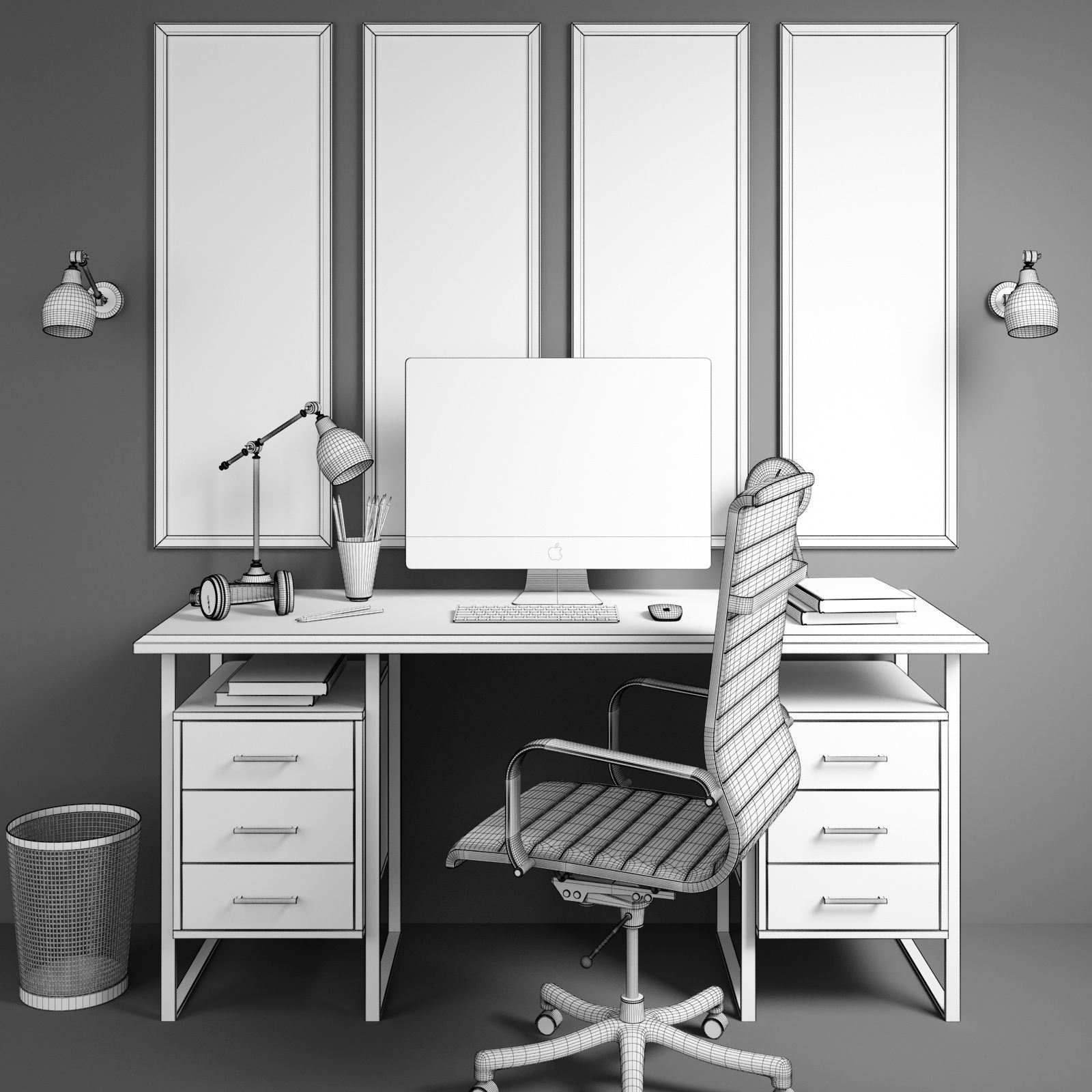 Workplace set 1 3D model_7