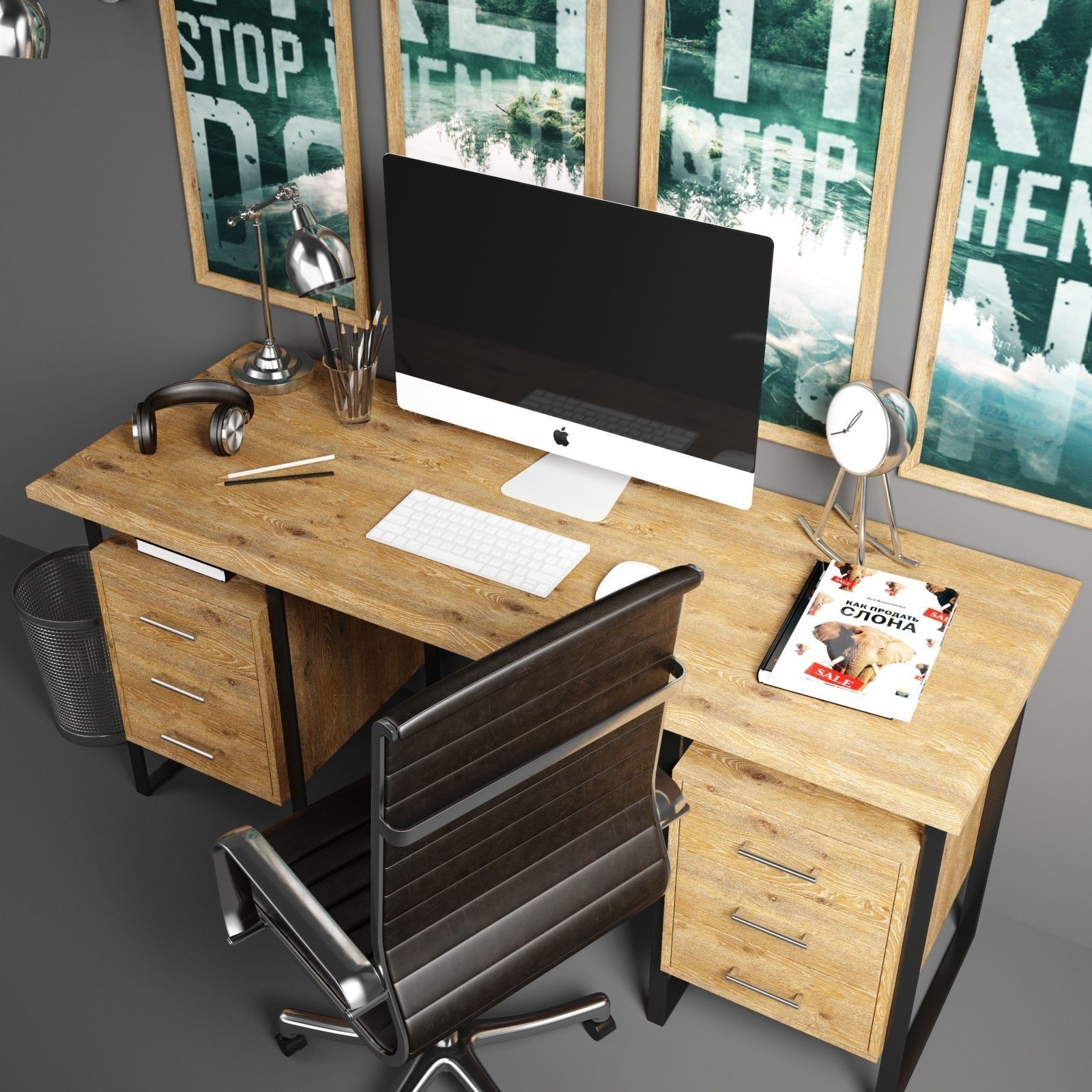 Workplace set 1 3D model_4