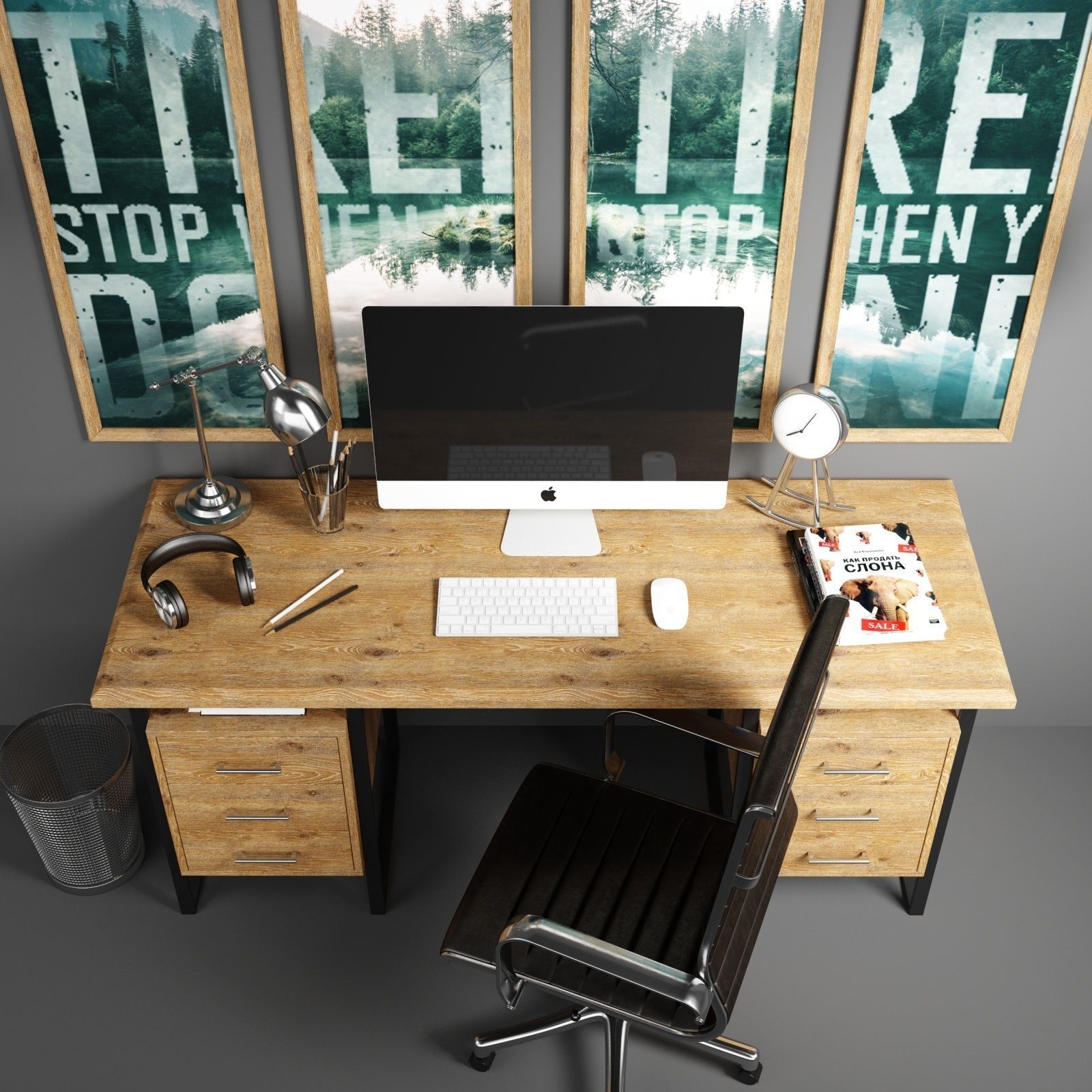 Workplace set 1 3D model_2