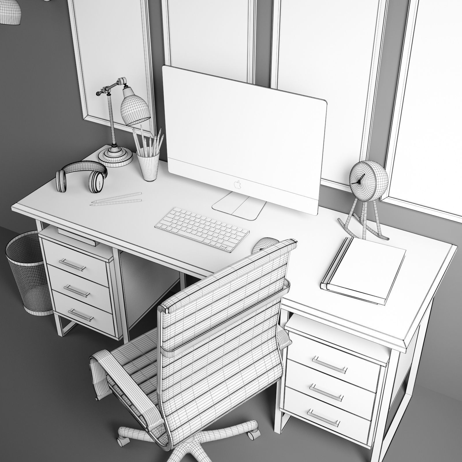 Workplace set 1 3D model_9