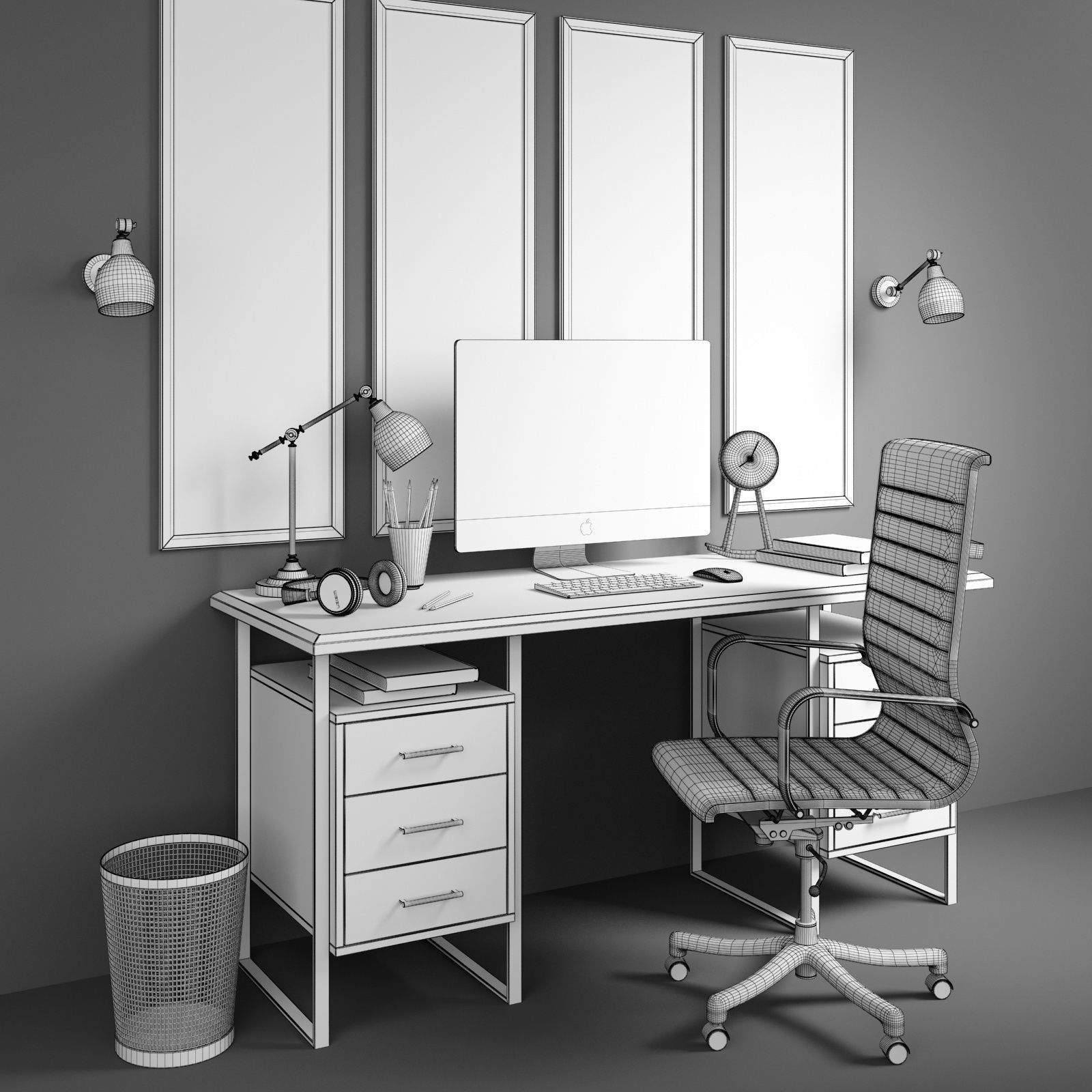 Workplace set 1 3D model_6