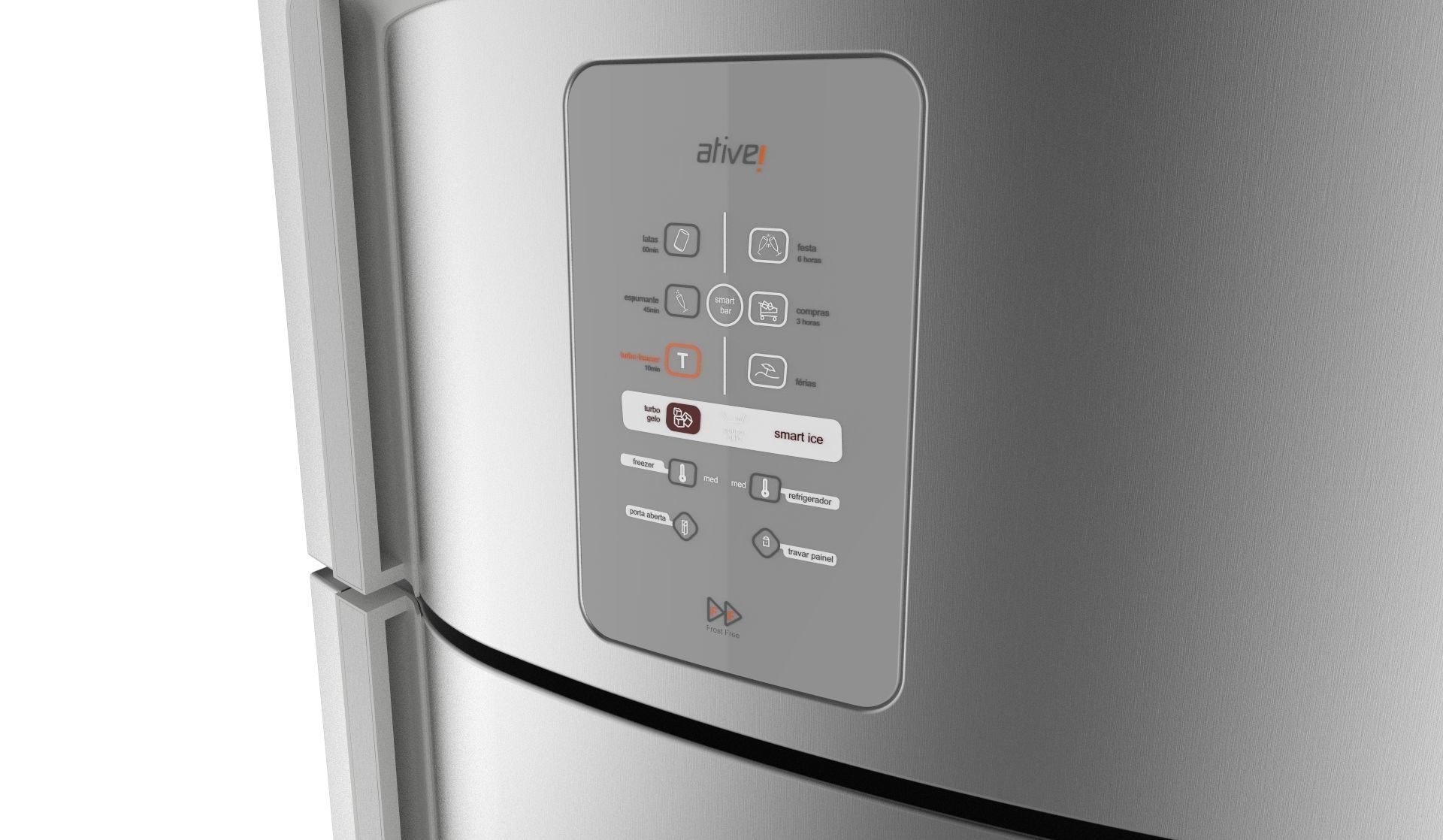 Refrigerator Brastemp Ative Stainless Steal 3D model_9