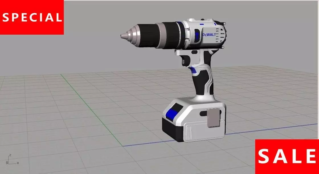 Electric drill Low-poly 3D model_0