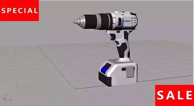 Electric drill Low-poly 3D model