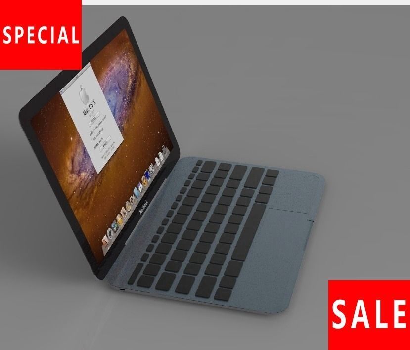 Apple notebook macbook Low-poly 3D model_3