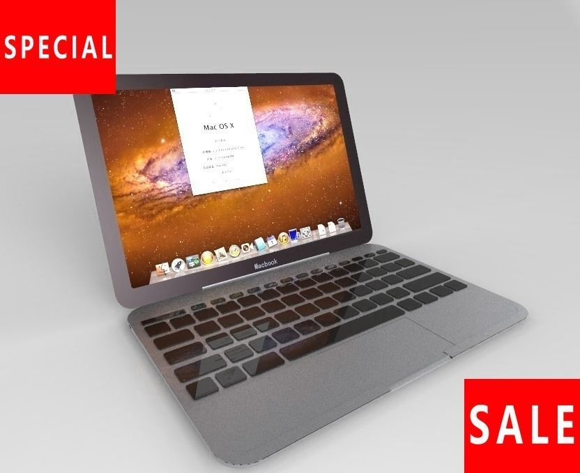 Apple notebook macbook Low-poly 3D model_2