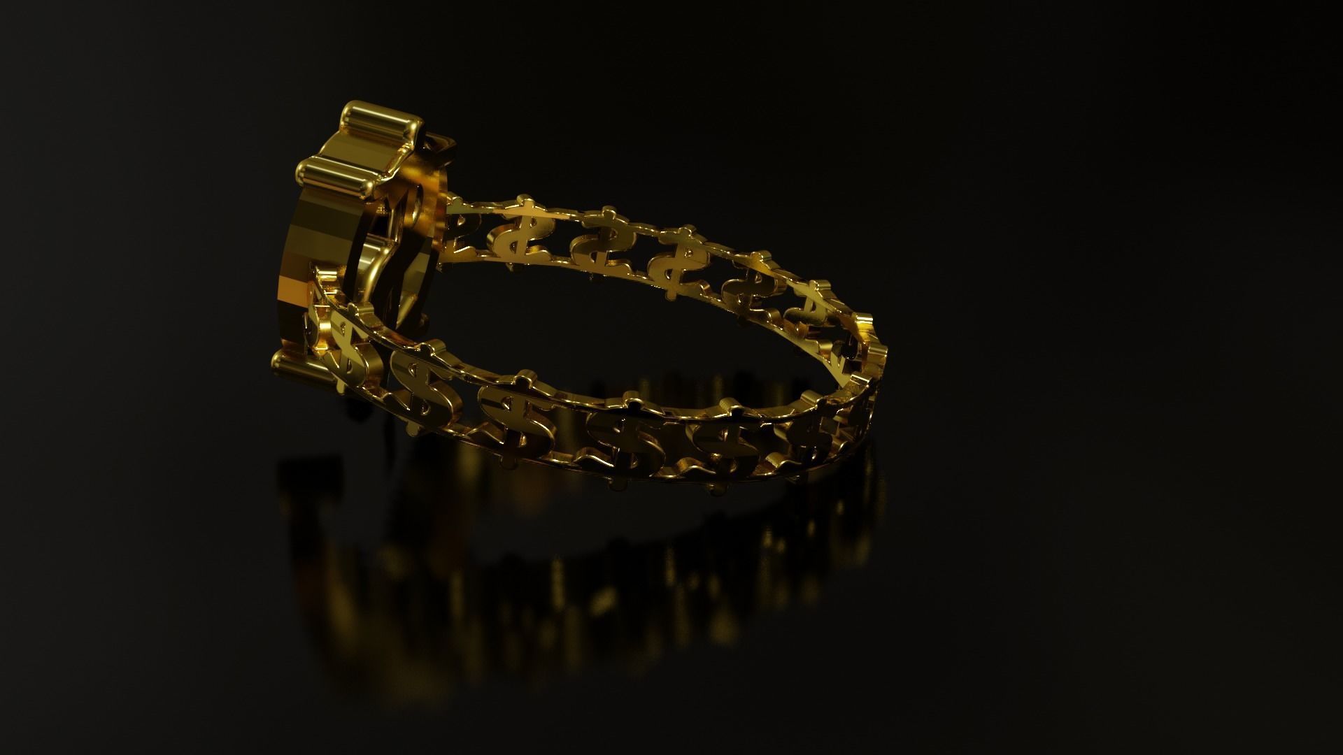 Dollar Sign Ring 3D print model_5
