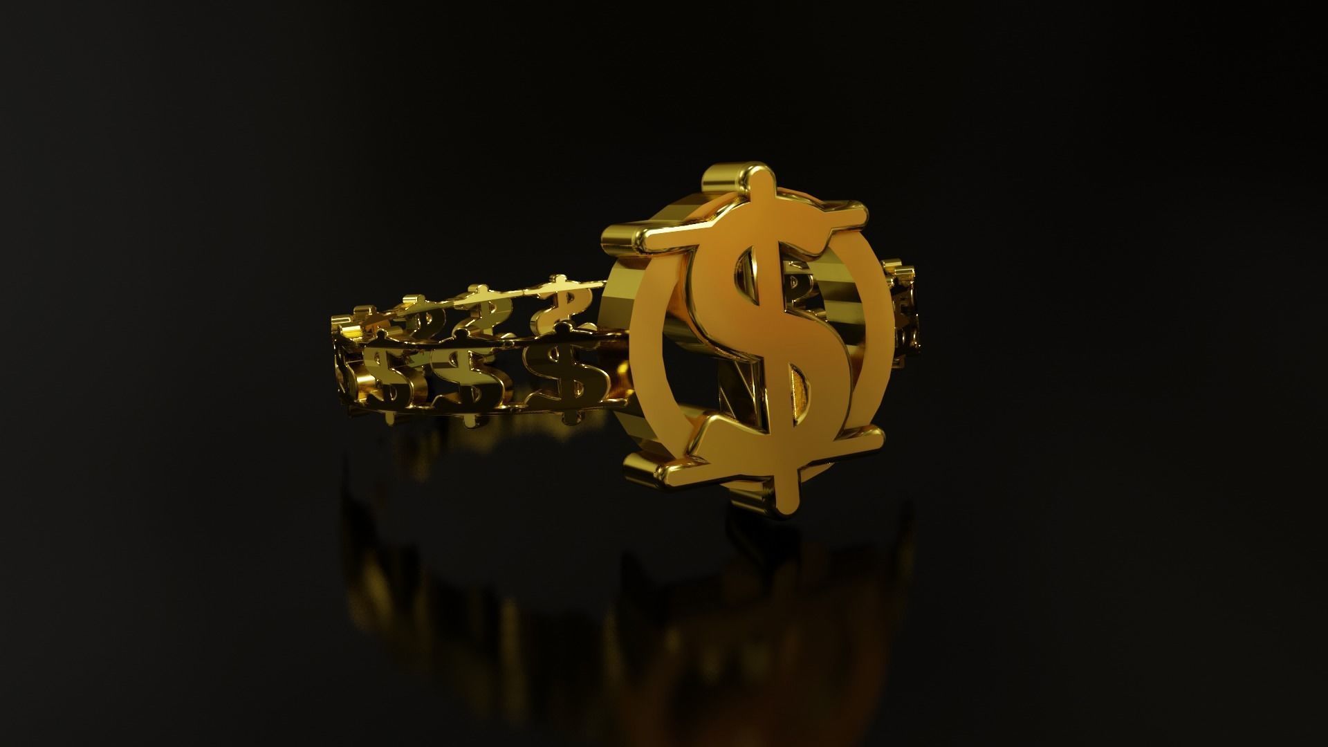 Dollar Sign Ring 3D print model_3
